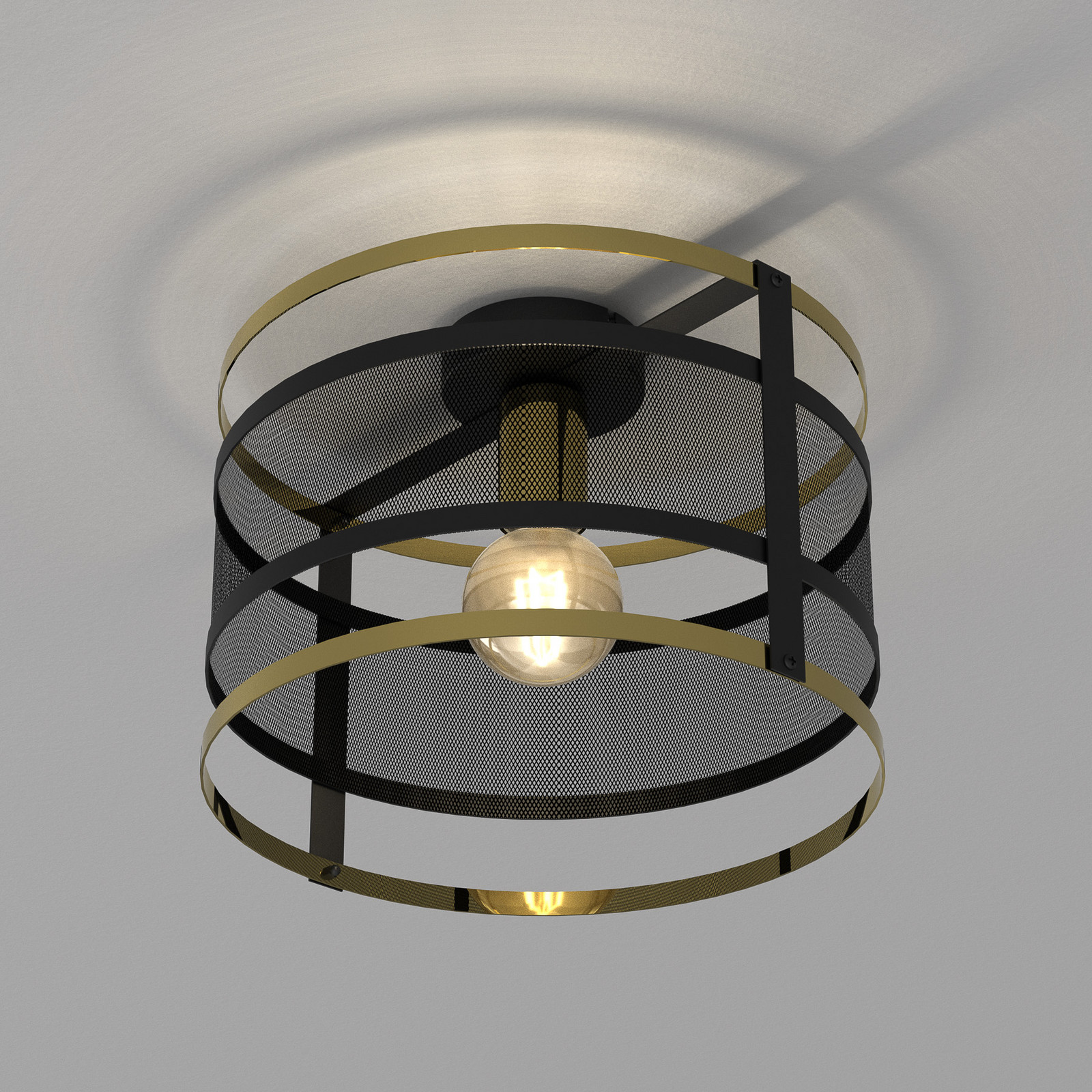 Luminex Plafonieră Lavinia inele aurii 1 bec - Camera de zi / sufragerie - Modern - negru auriu - Metal