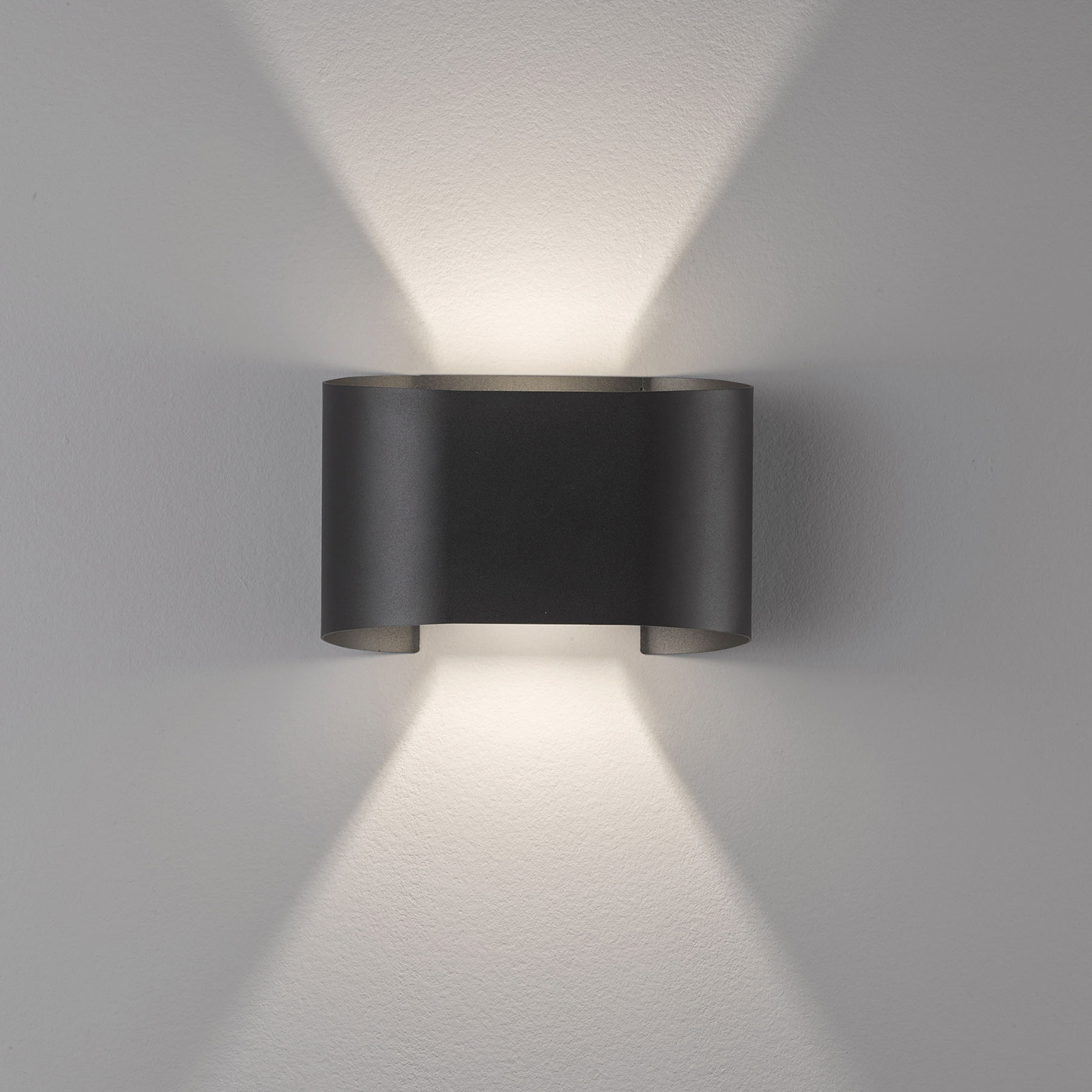 Стенно LED осветително тяло за стена, с две лампи, кръгло, черно