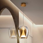 LED висяща лампа Suspiro, Ø 25 cm, златисто-кехлибарено, стъкло