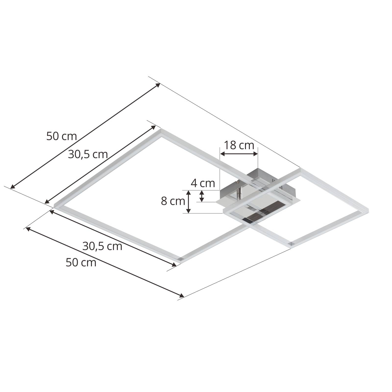 Lampa sufitowa Lindby LED Panja, 67 cm, kolor chrom, żelazo