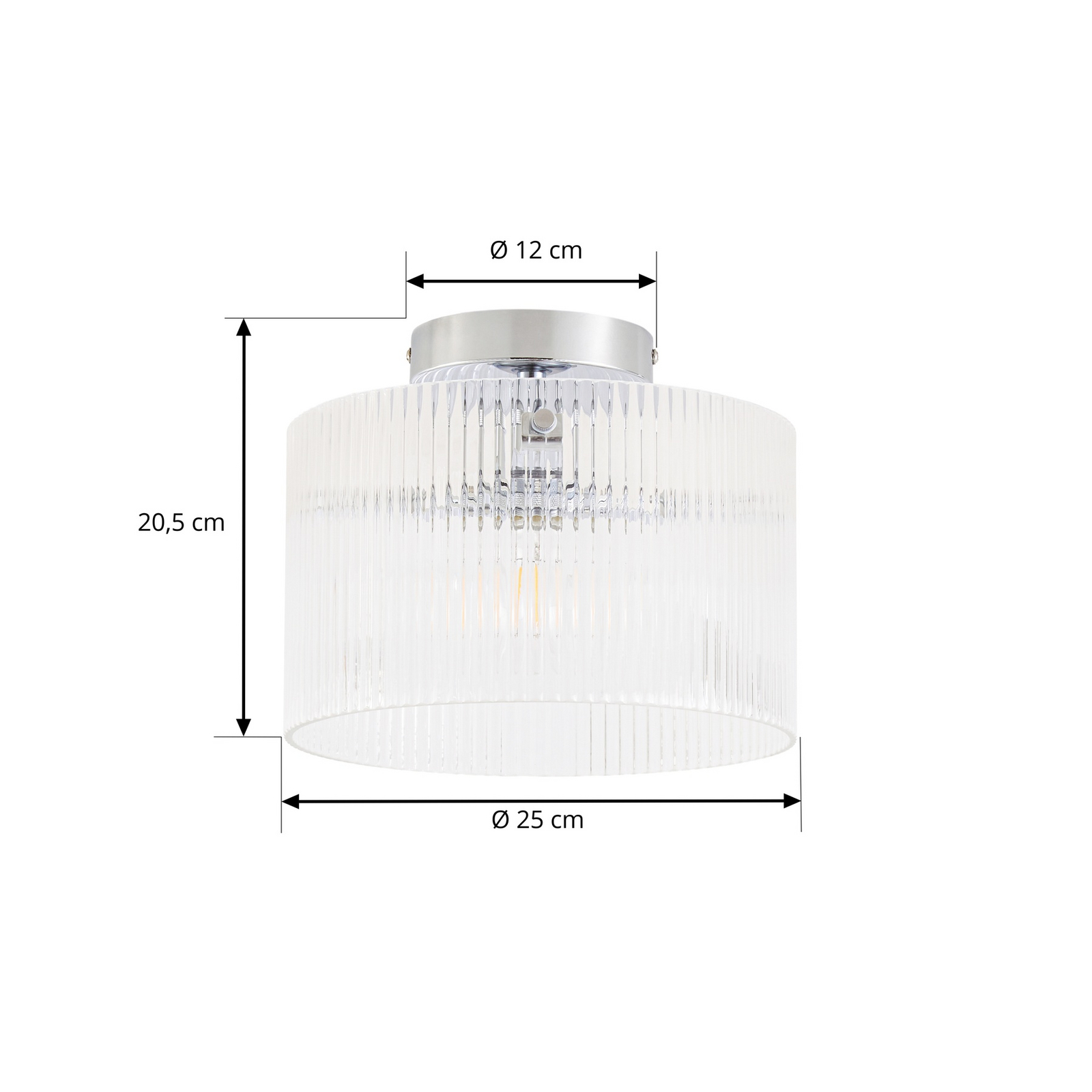 Meritt plafondlamp, chroom/transparant, Ø 25 cm, glas - Lucande Meritt plafondlamp, chroom/transparant, Ø 25 cm, glas - Lucande
