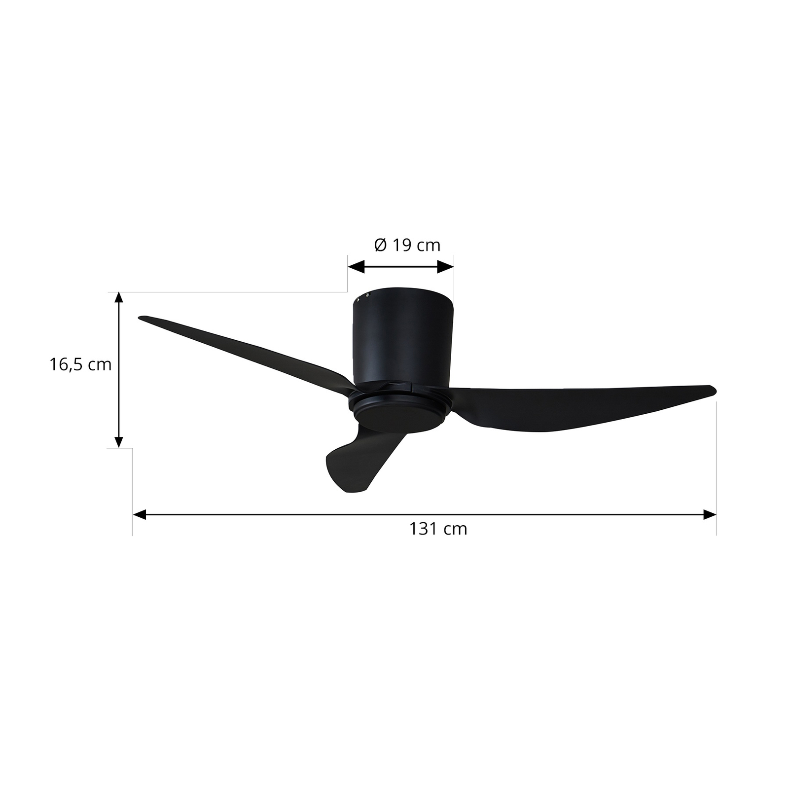 Lindby griestu ventilators Aulo, melns, līdzstrāvas, kluss, Ø 123 cm