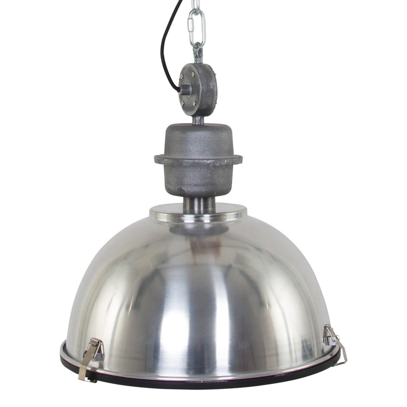 Bikkel pendant light, Ø 42 cm, steel-coloured, metal, glass, E27