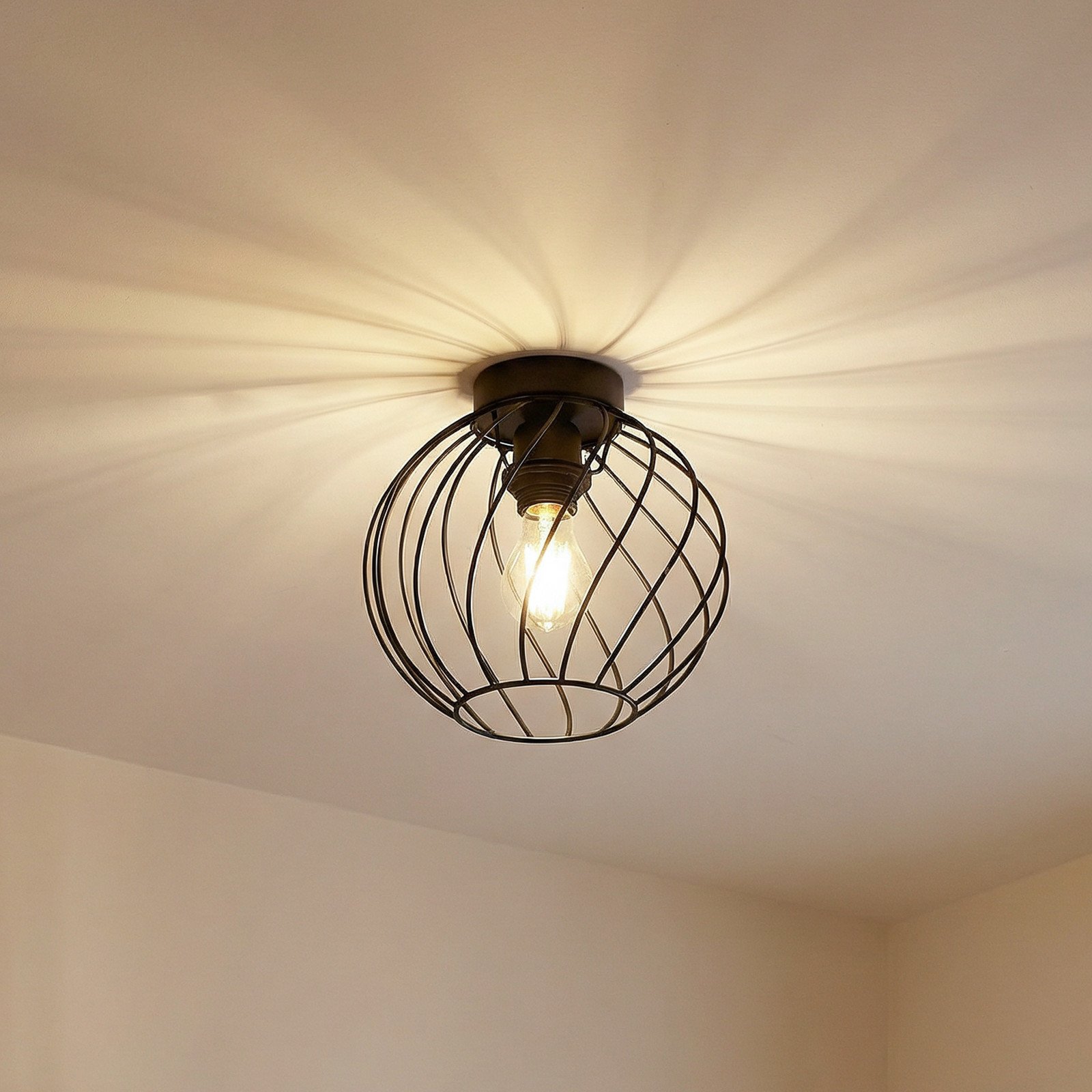 Plafonieră Lindby Danika Ø 25 cm negru metal - Camera de zi / sufragerie - modern