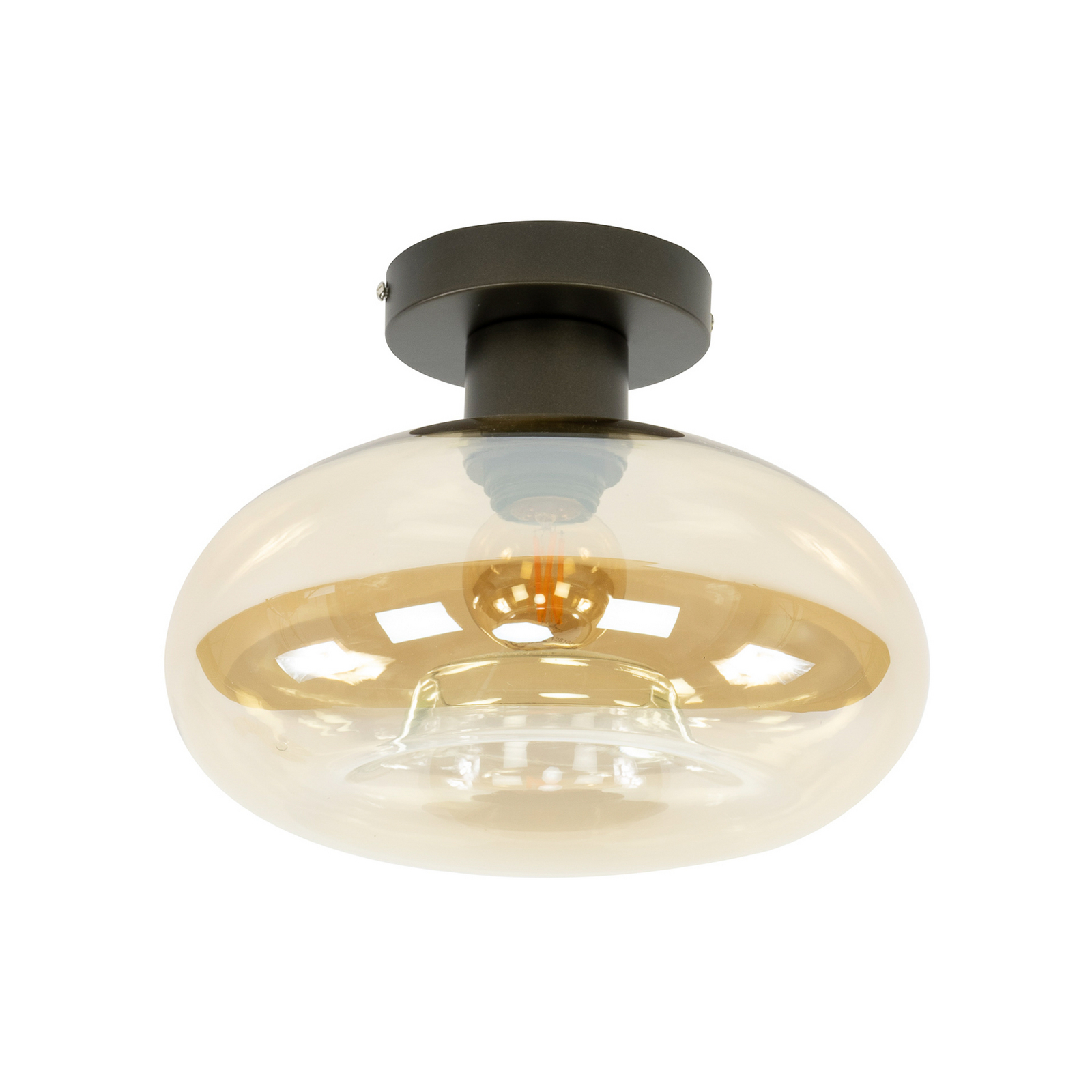 Deckenleuchte Soll, amber, Glas, Ø 27 cm, E27, 1-flammig