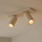 Arcchio spotlampa Brinja, brun, kantig, Ø 6 cm, 2 lampor, GU10