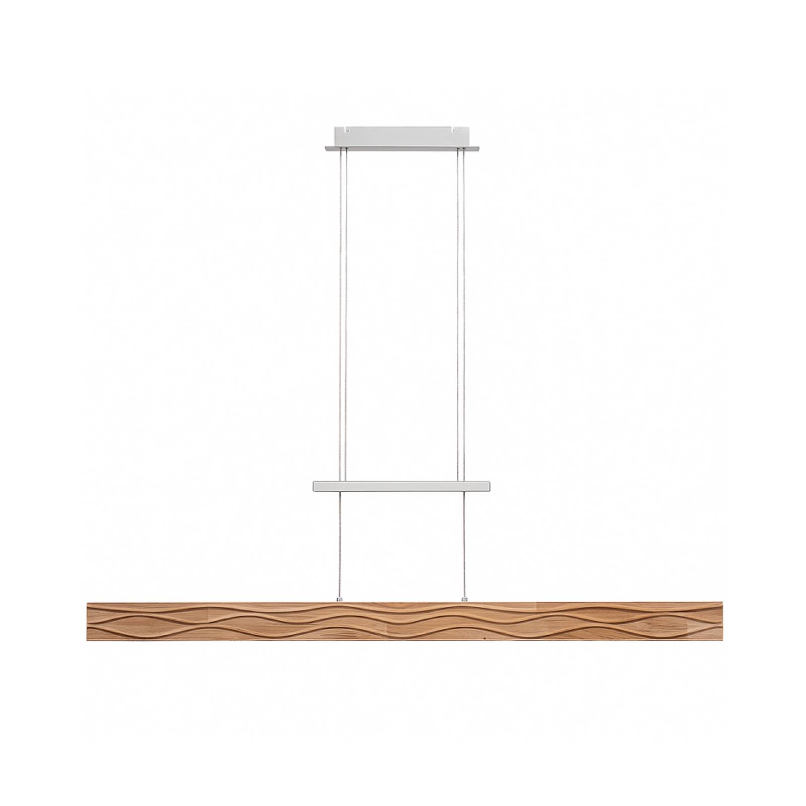 LED-Hängeleuchte Atacama, eiche/nickel, Holz, Länge 116 cm