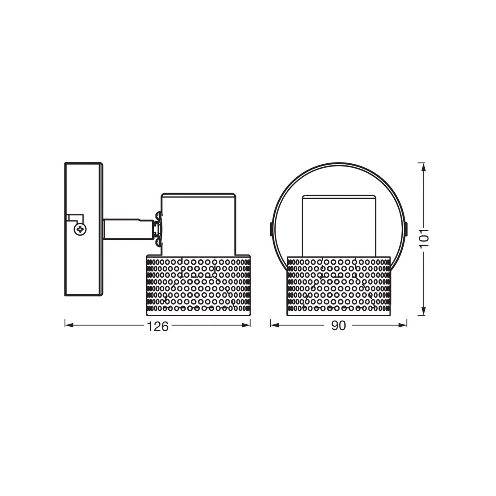 OSRAM Wandstrahler CORK, schwarz, 1 Spot, GU10-LED 927 dim