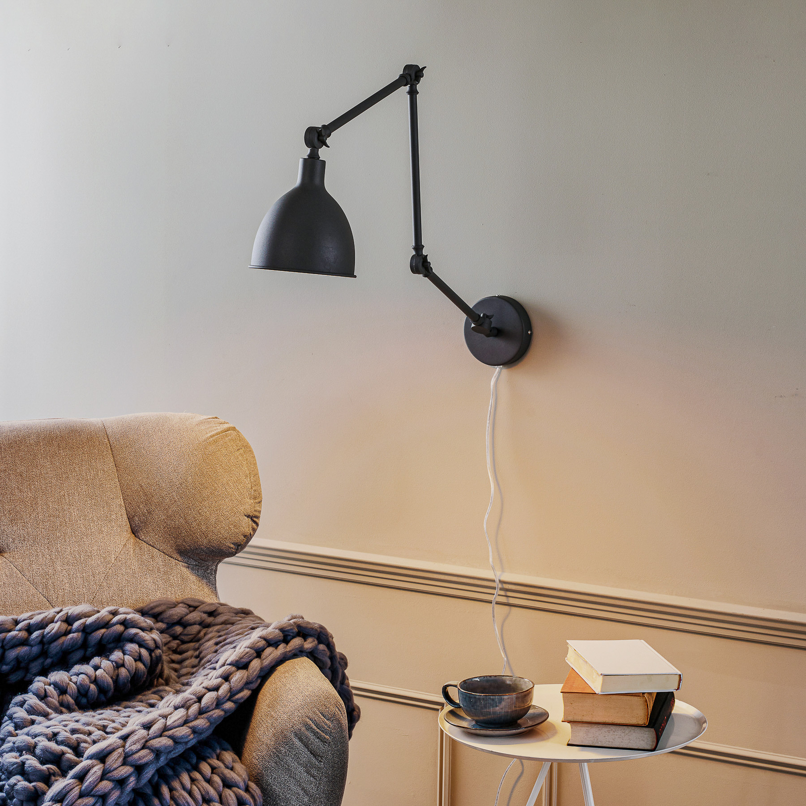 gentagelse had overflade By Rydéns Bazar væglampe med stik, grå | Lampegiganten.dk