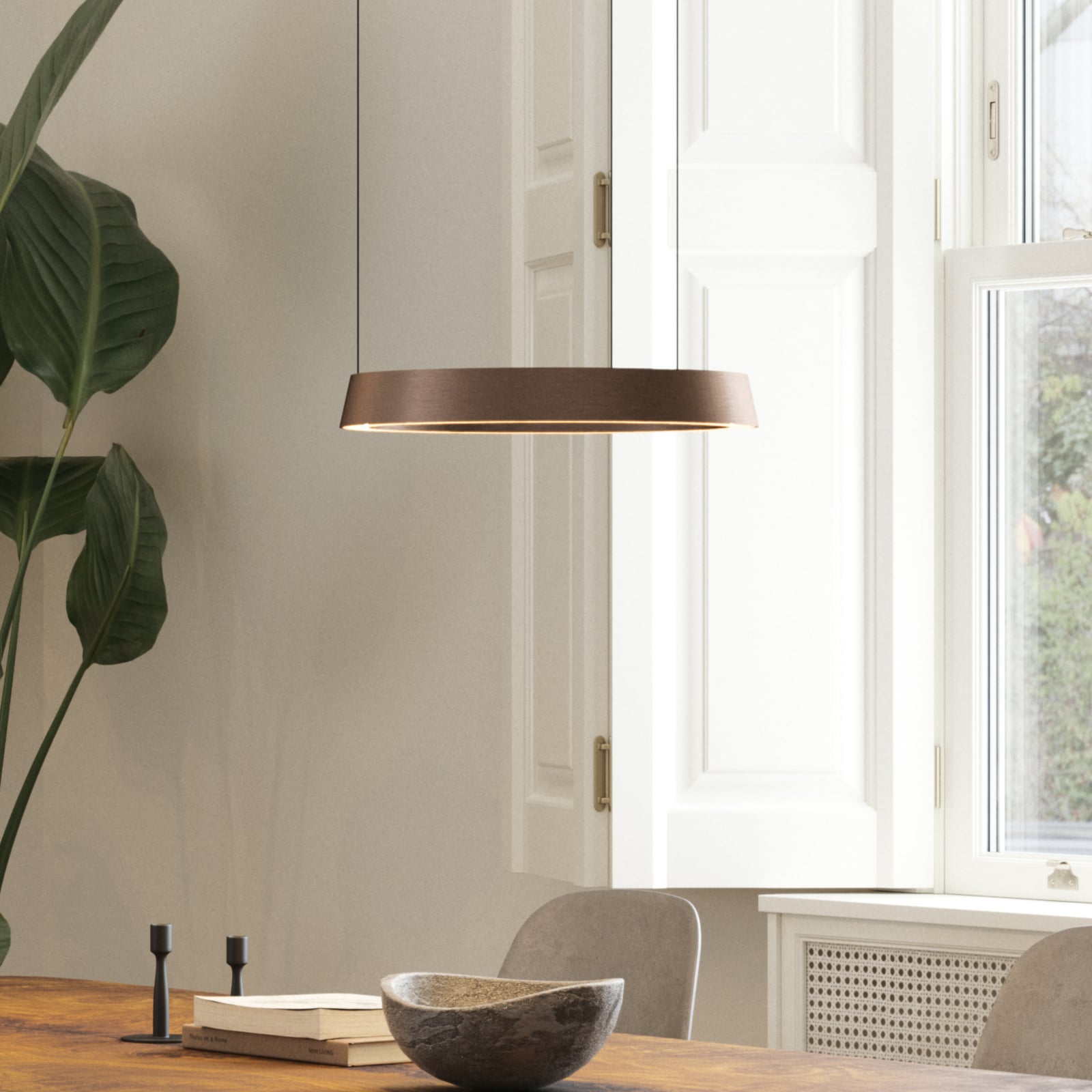 Edge Round LED-Hängelampe, rosegold, Ø40cm, CCT - Light-Point