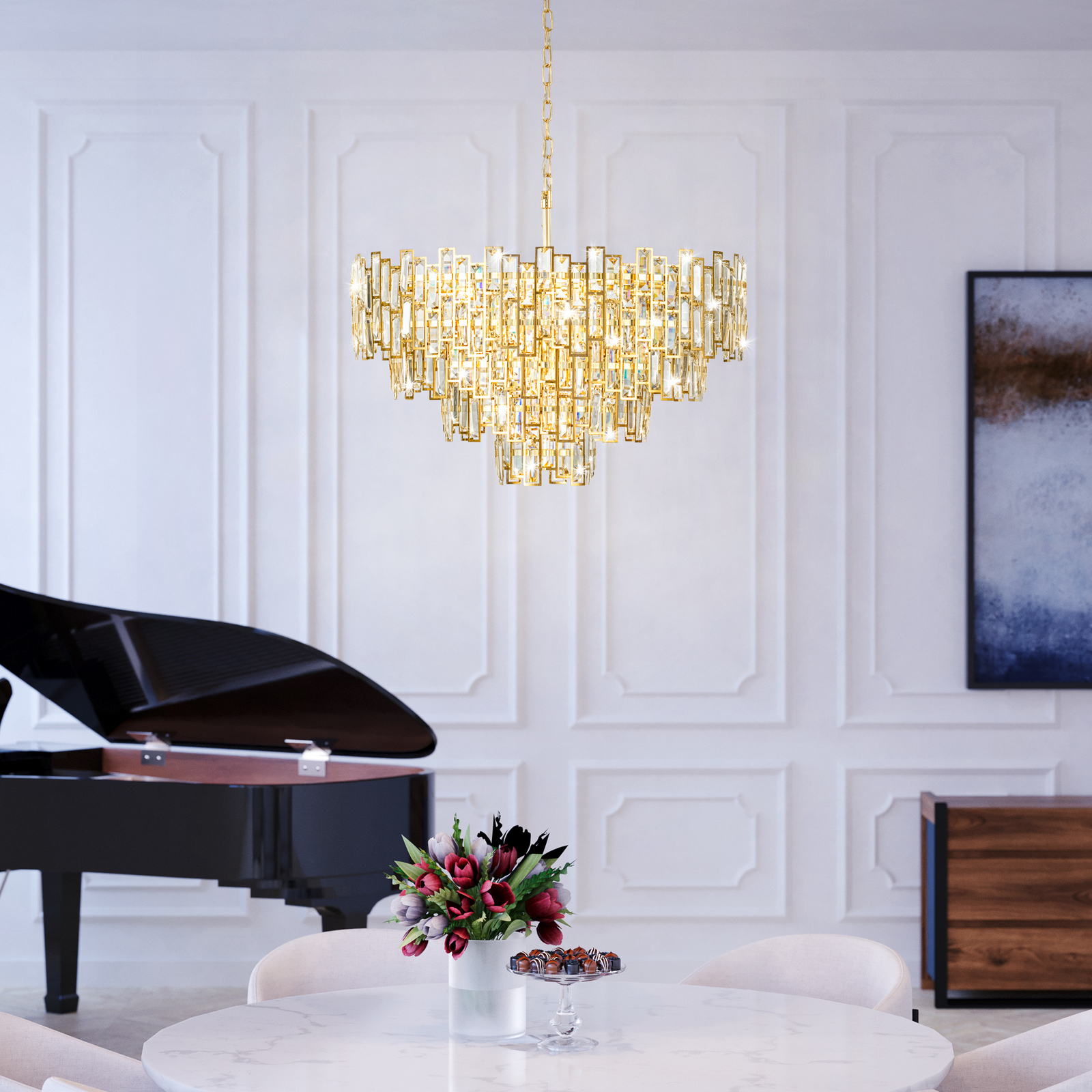 Suspension Calmeilles, laiton, Ø 78 cm, verre - Stars of Light