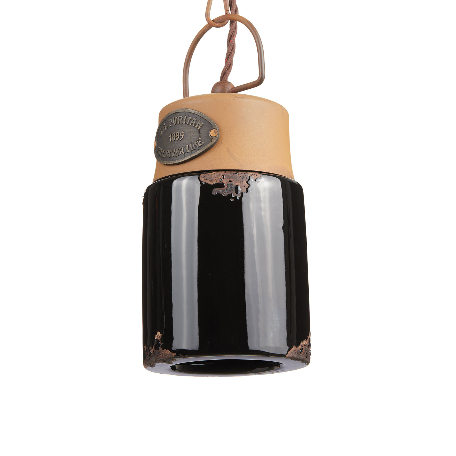 Ferroluce Lampă suspendată C1620 ceramică și metal negru - Camera de zi / sufragerie - Vintage - negru brun-ruginiu