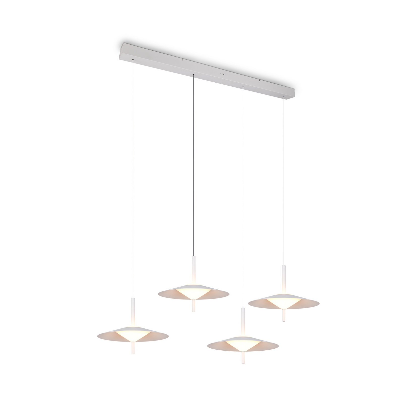 LED piekaramā lampa „Amalo“, matēti balta, garums 146 cm, CCT, 4 spuldzes. LED piekaramā lampa „Amalo“, matēti balta, garums 146 cm, CCT, 4 spuldzes.
