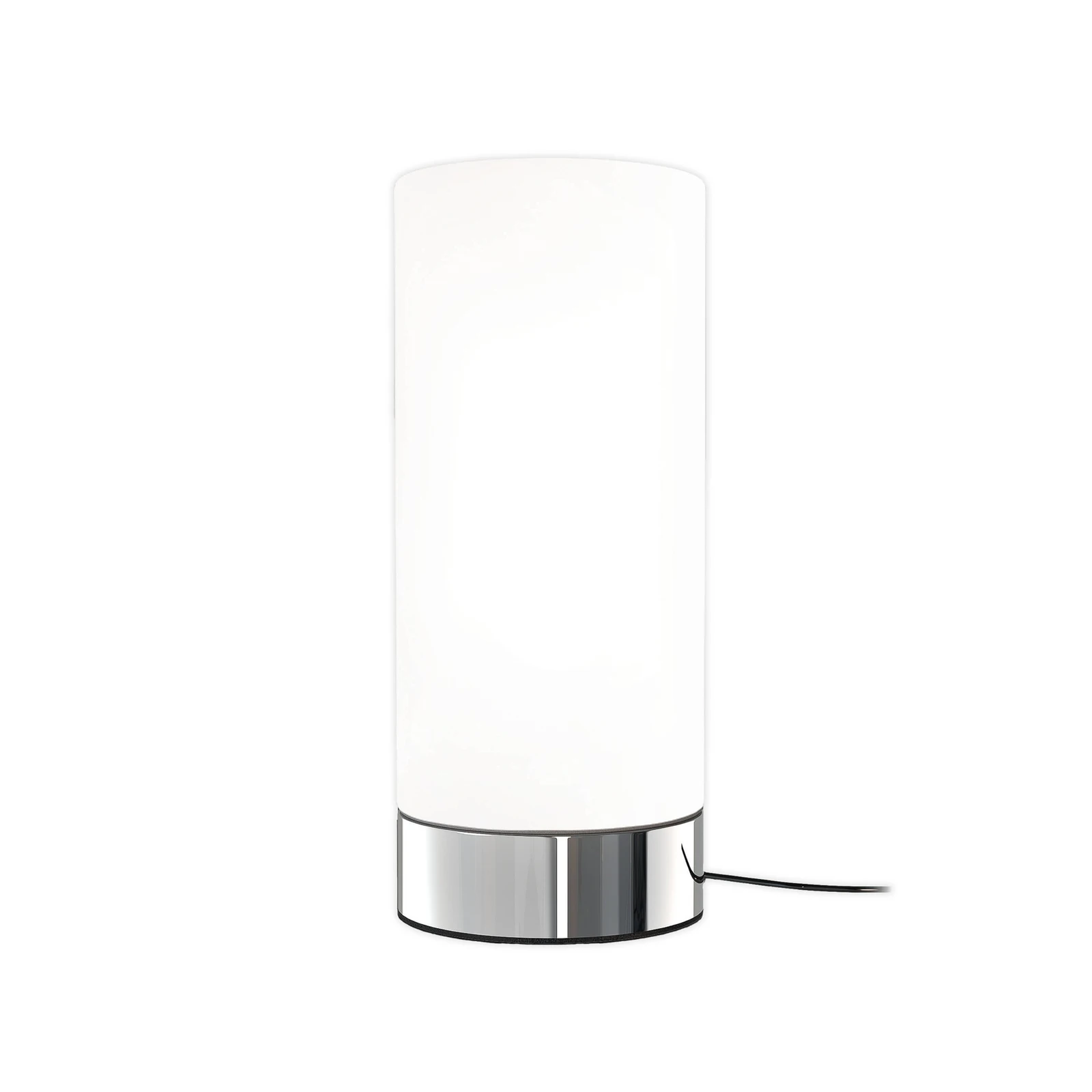 Stolová lampa Gari, výška 24,5 cm, chróm/biela, sklo, E14