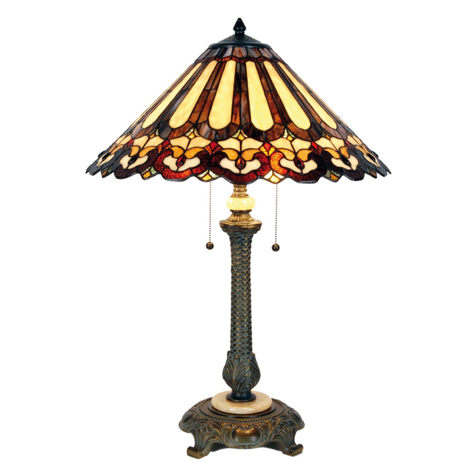 Clayre & Eef Table lamp Cecilia in the Tiffany style, for Living / Dining Room, glass, metal, E27, 60 W, energy efficiency: A++, H: 54 cm