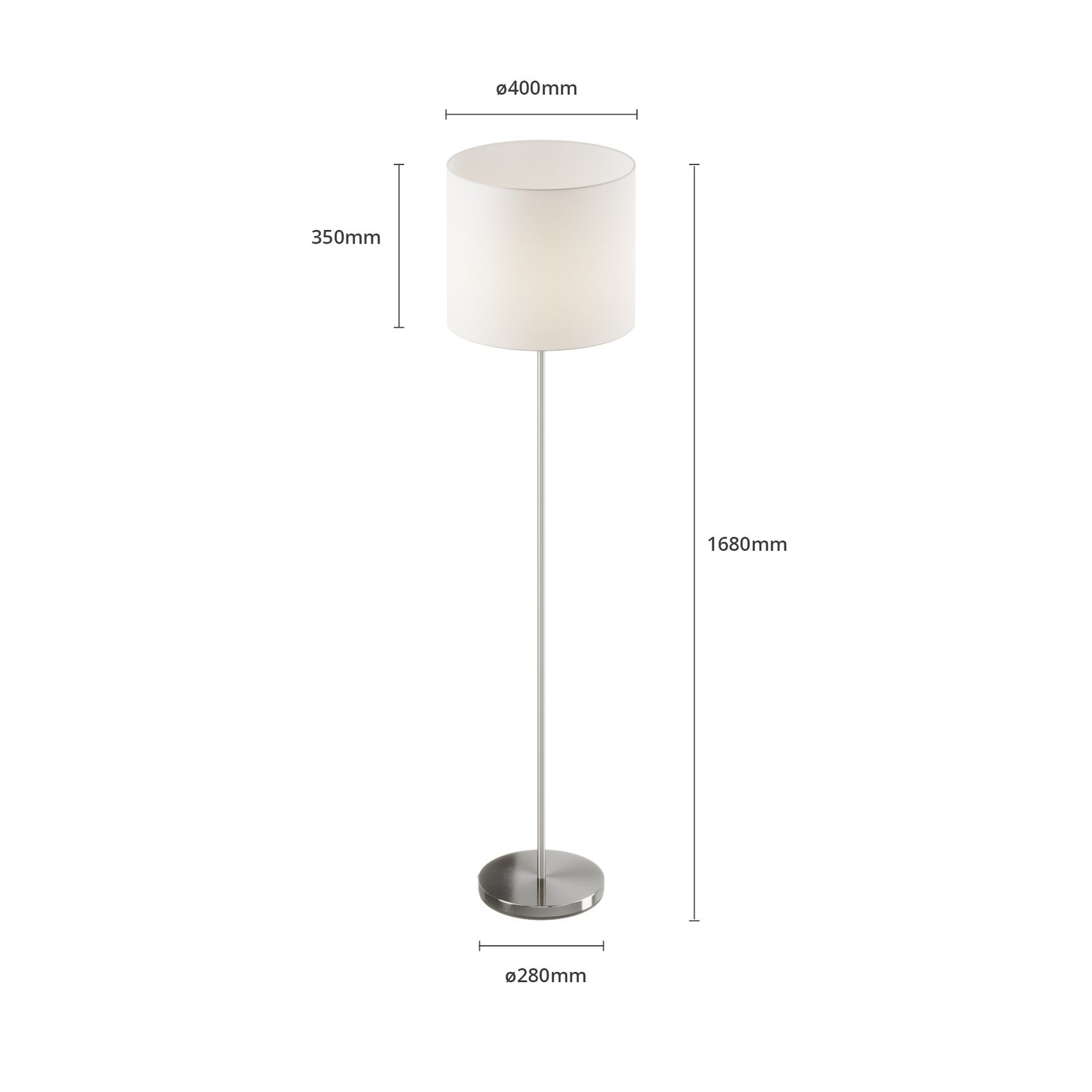 Everly Floor Lamp White/Nickel - Lindby