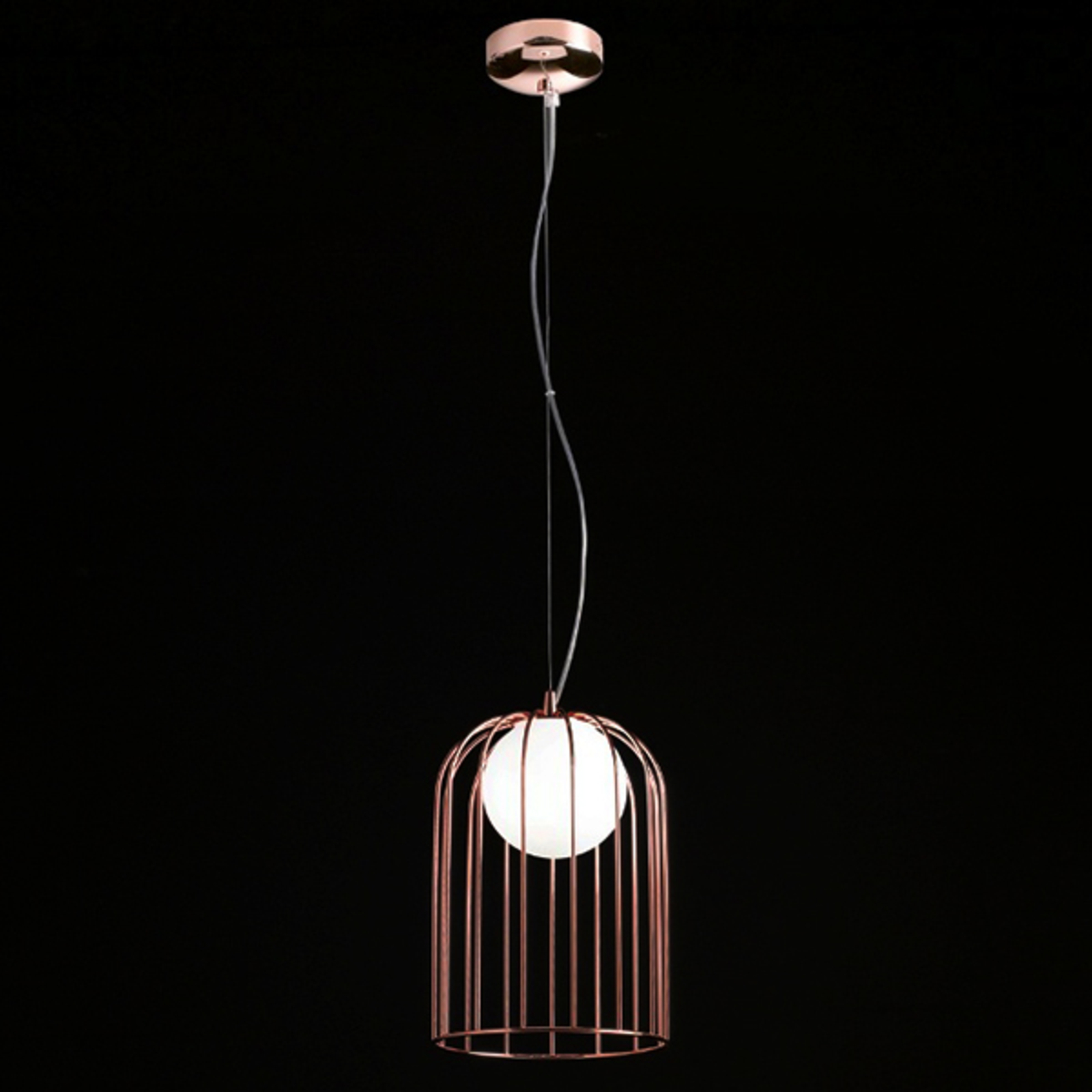 Small Kluvi pendant light with copper shade