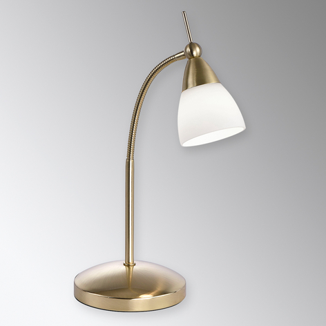 Mässingsfärgade LED-bordslampan Pino med dimmer