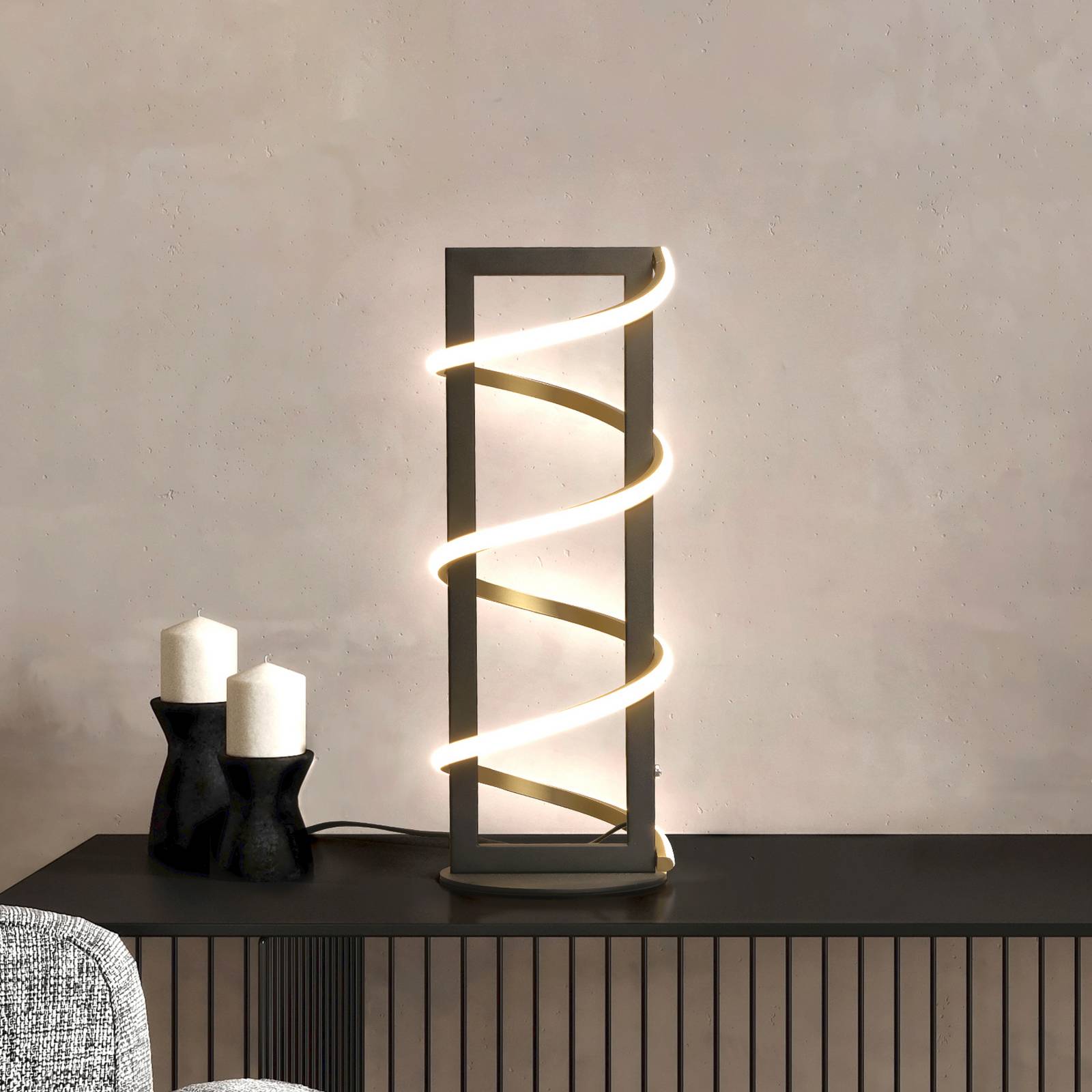 FISCHER & HONSEL LED stolní lampa Gwen, černá, výška 45 cm, CCT, dotykový stmívač