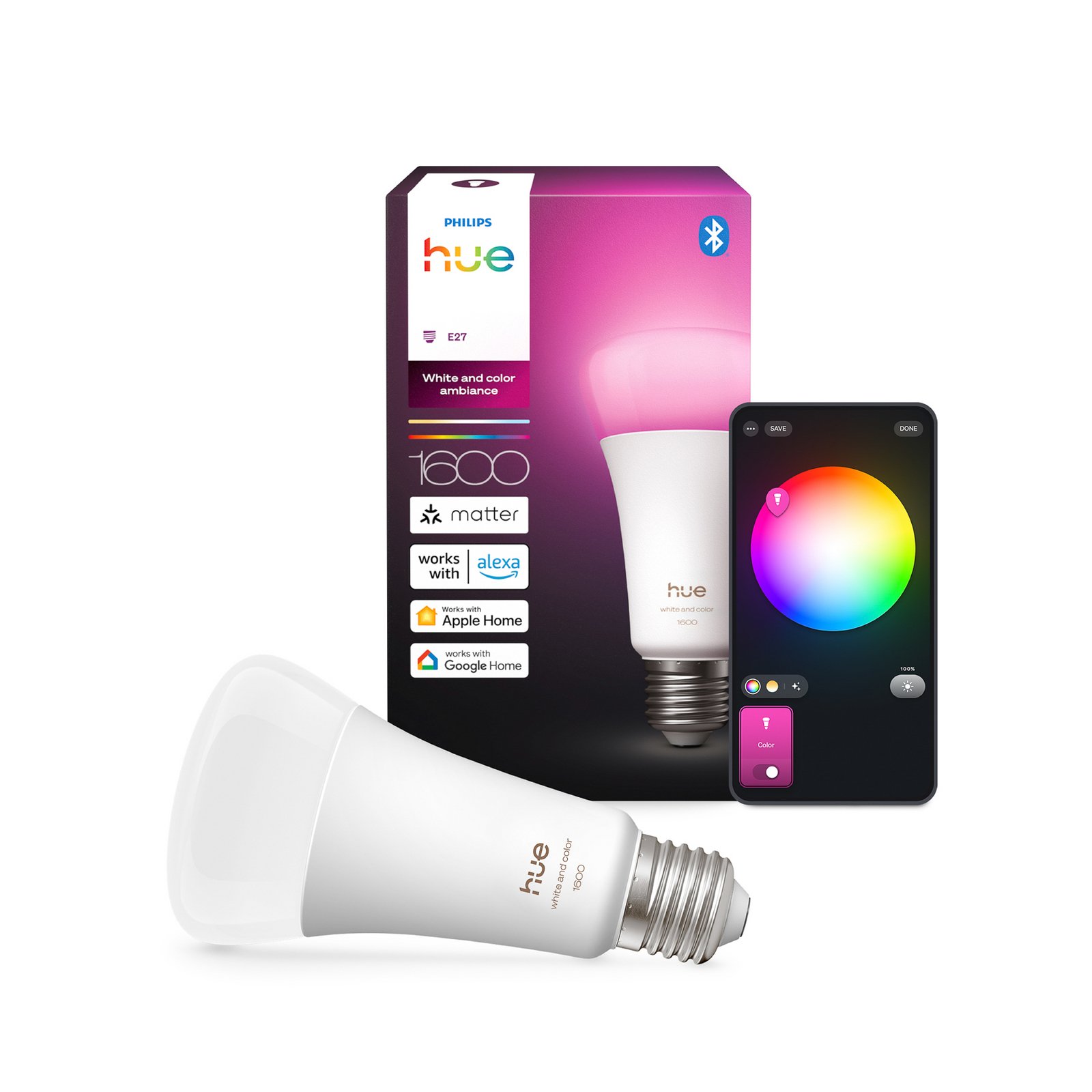 Philips Hue WACA Smart E27 LED, 11,8 W, 1600 lm, CCT, RGB