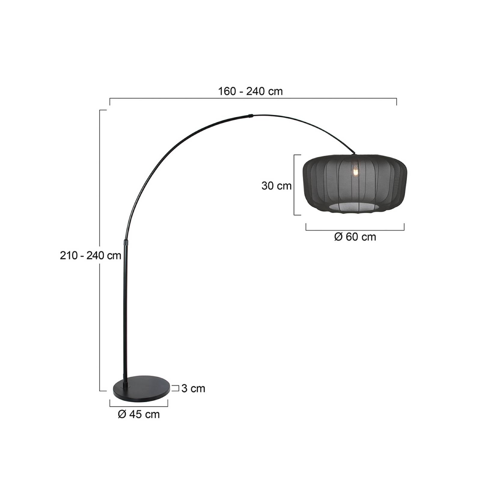 Steinhauer Lampadaire courbé Sparkled Light noir/nylon noir, 240 cm