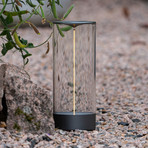 LED tafellamp Edison, hoogte 32 cm, grijs/helder, IP54