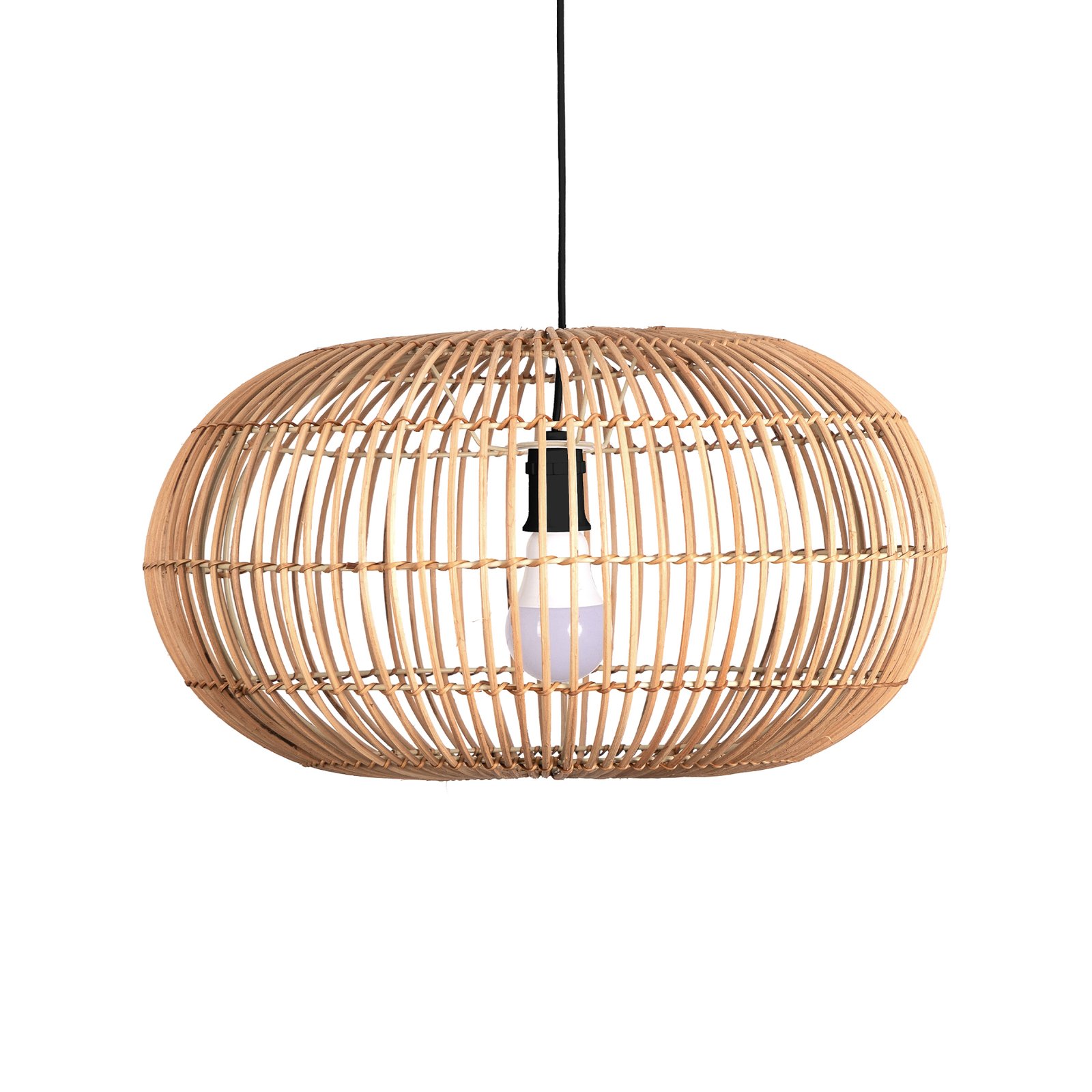 Bali pendant light, Ø 48 cm, rattan, light wood, E27