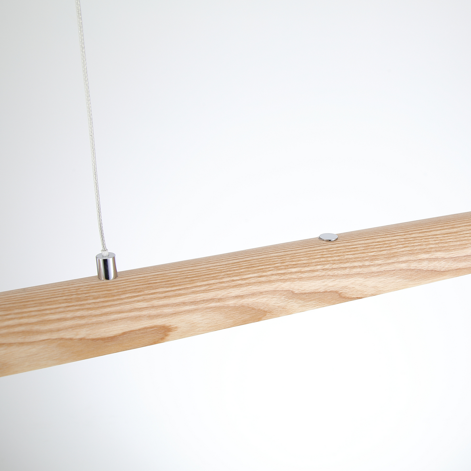 Suspension LED Kenzie, longueur 60 cm, marron clair, bois, CCT