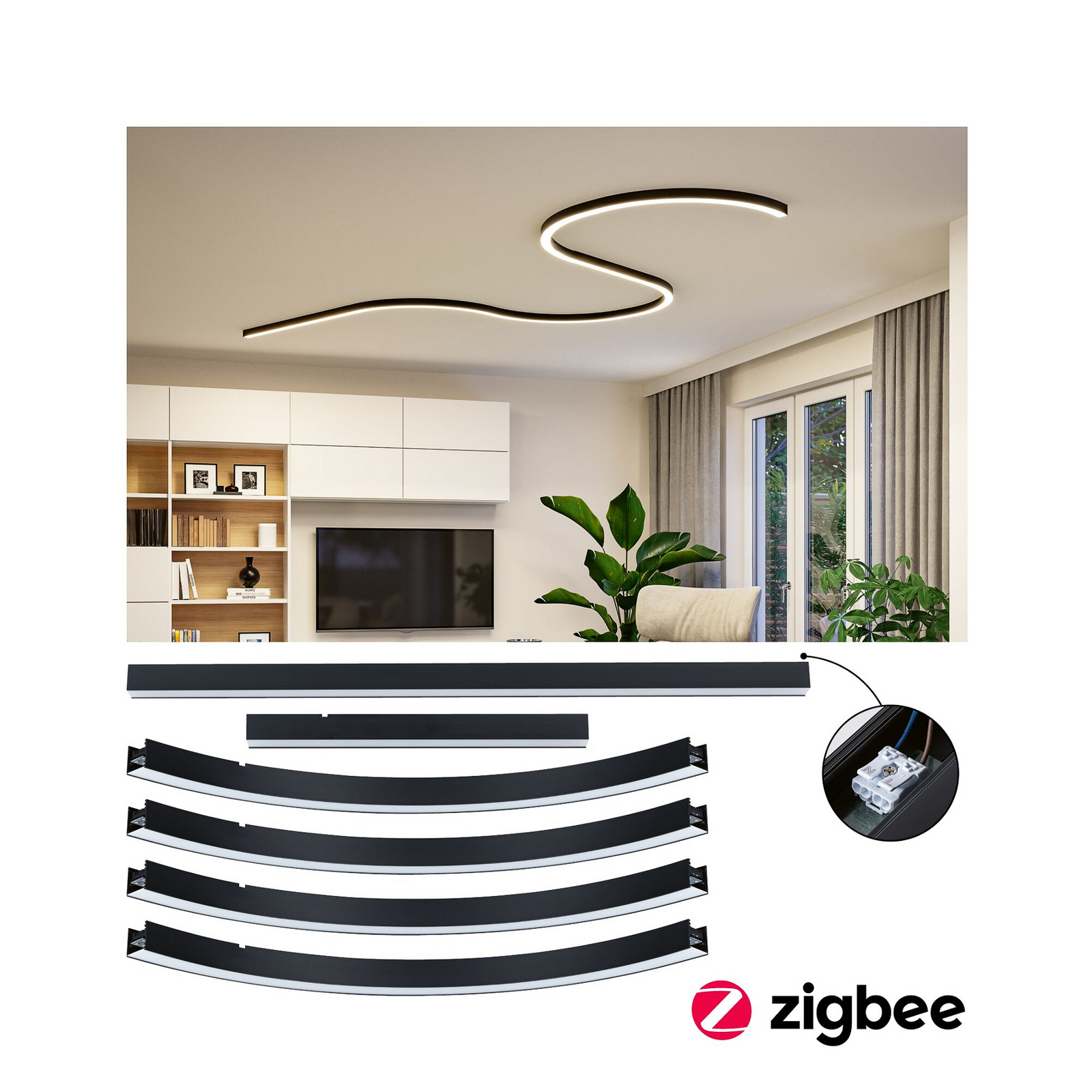 Sistema de canalización de luz Linion de Paulmann, negro, 77,5 W, aluminio Sistema de canalización de luz Linion de Paulmann, negro, 77,5 W, aluminio