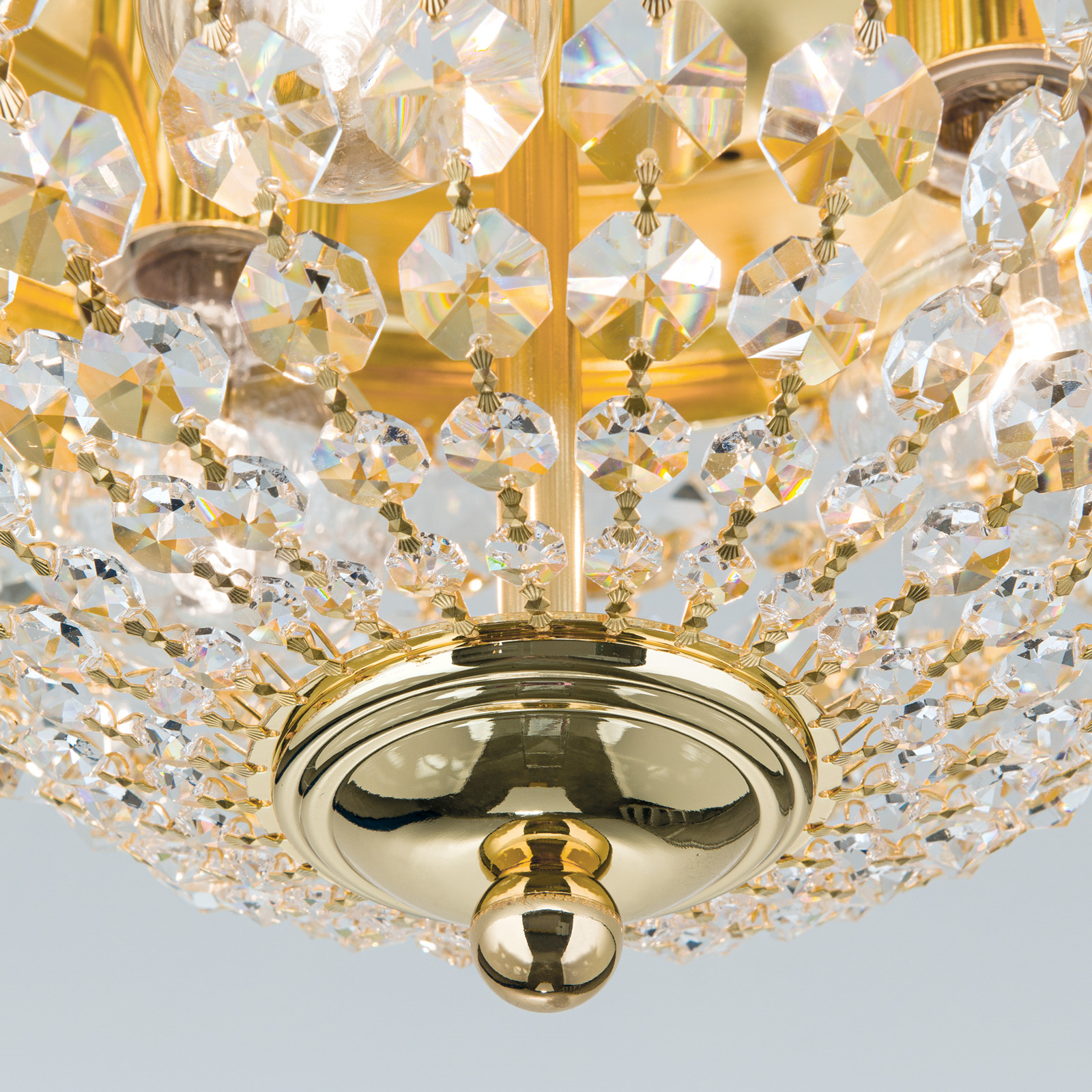 Candeeiro de teto Plafond, dourado/transparente, Ø 35 cm