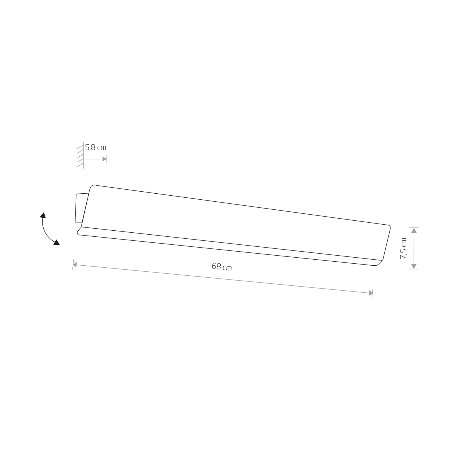 Wandlampe Wing, weiß, Stahl, Schalter, 68 cm breit