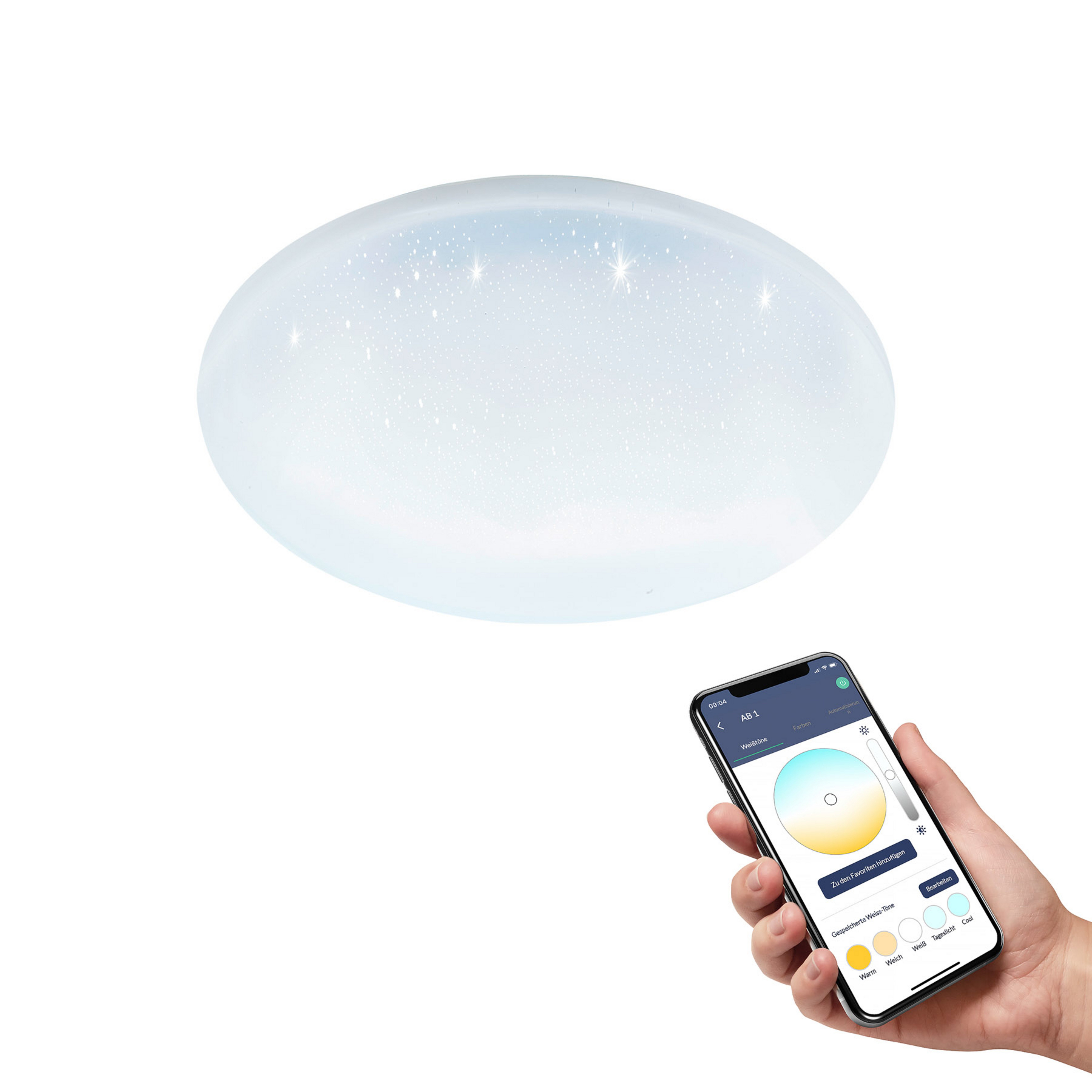 EGLO connect Deckenlampe Totari-Z, Ø38cm, 18W,Kristalleffekt