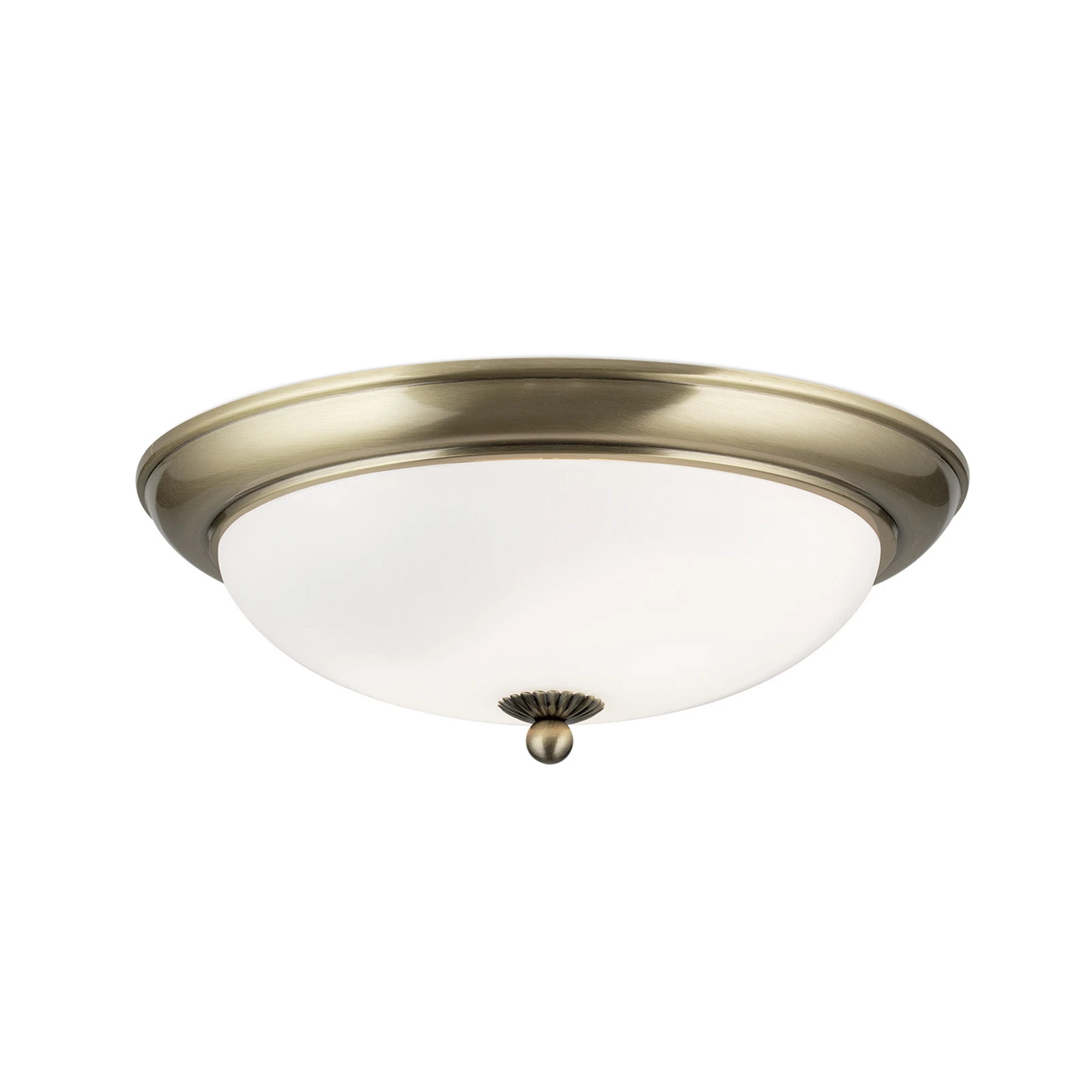 Empire plafondlamp, Ø 35,5 cm, antiek messing, mat opaalglas