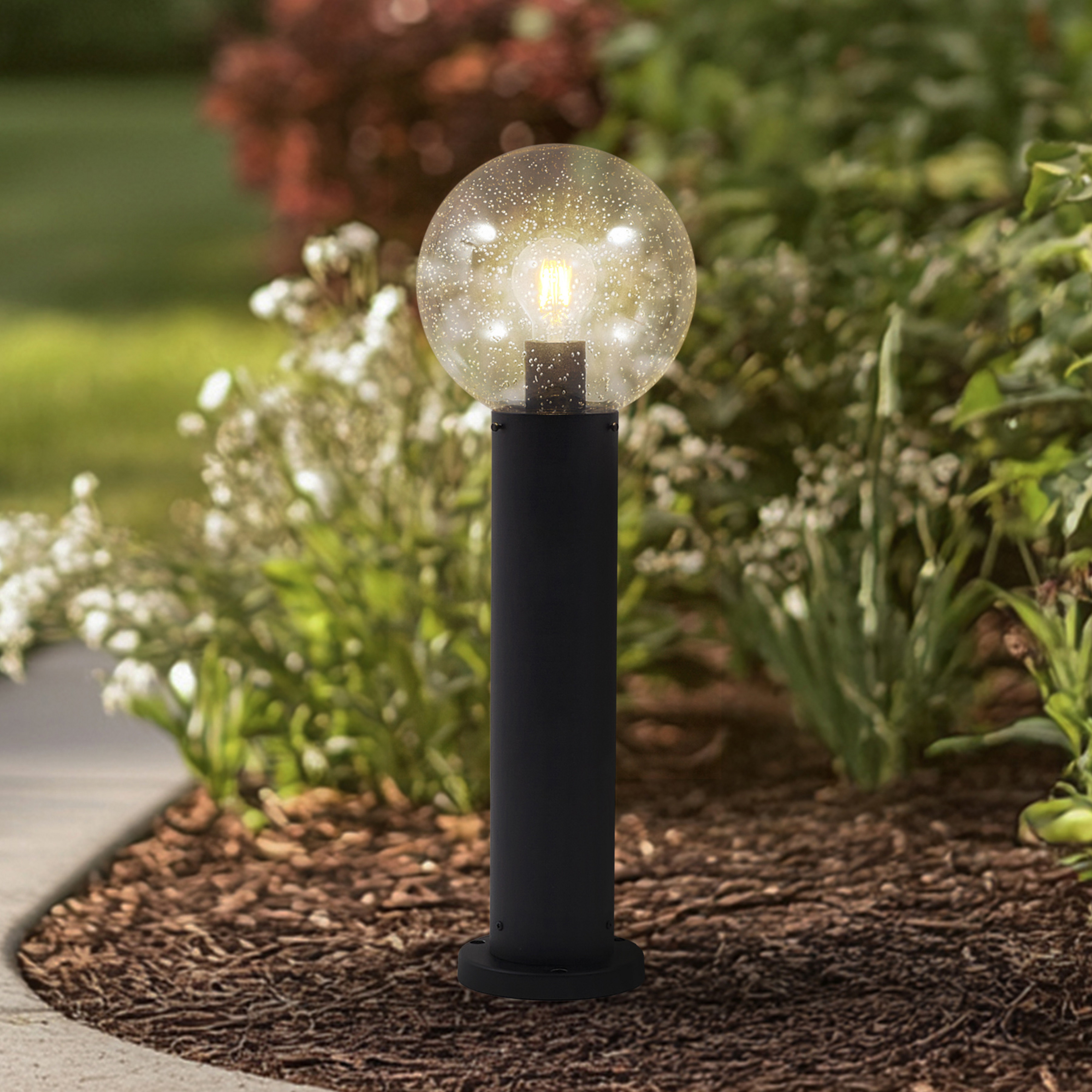 Lampioncino Lindby Dangan, trasparente, altezza 60 cm, vetro, metallo