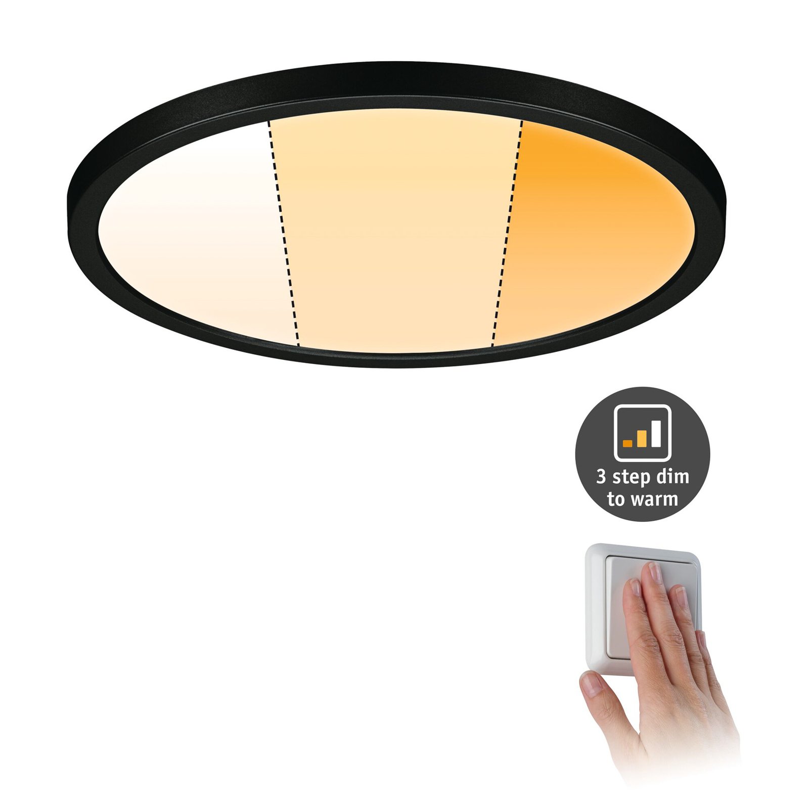 Paulmann Areo panel dim-to-warm round black