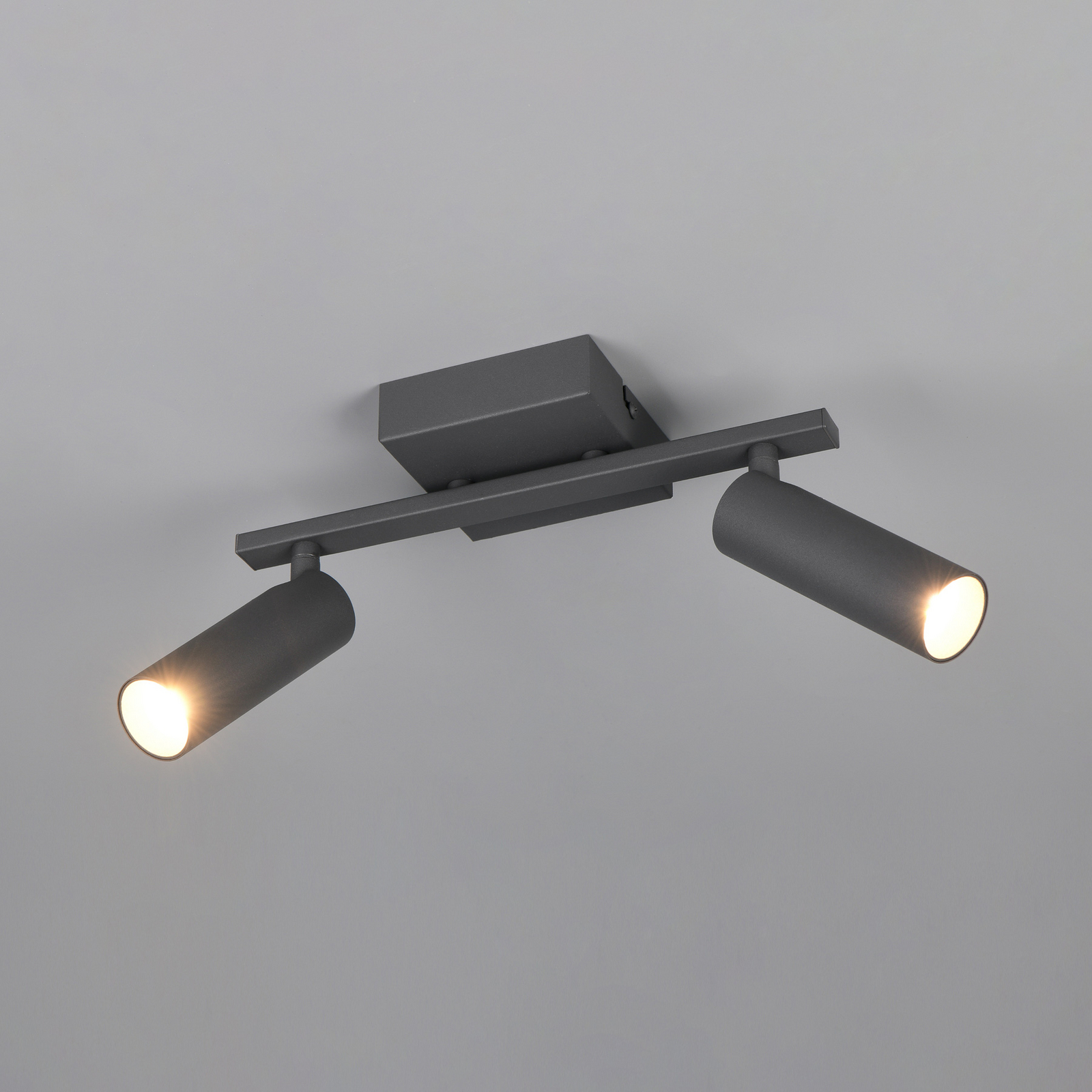 Faretto da soffitto Dara, lunghezza 28 cm, antracite, metallo, a 2 luci. Faretto da soffitto Dara, lunghezza 28 cm, antracite, metallo, a 2 luci.
