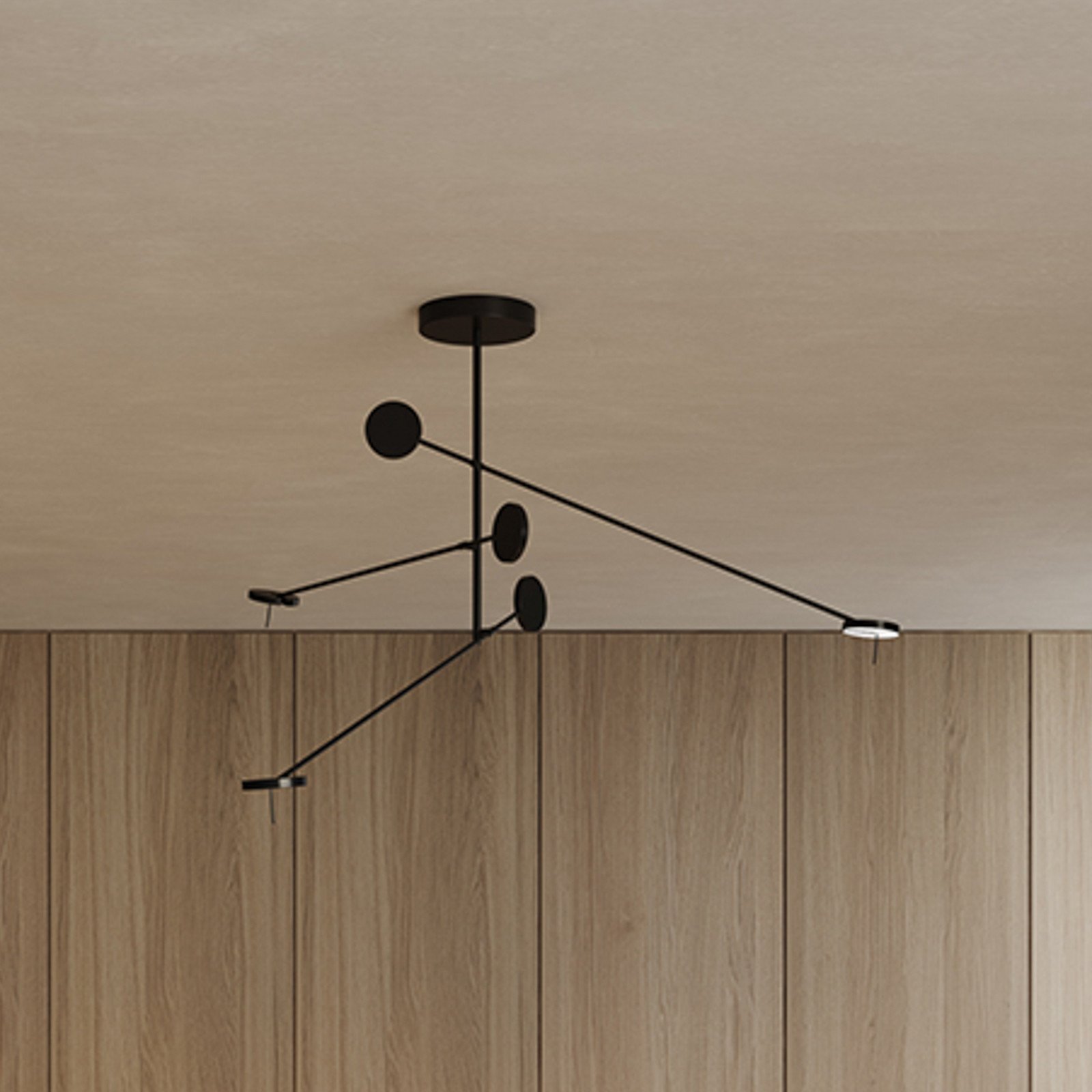 LEDS-C4 Lampă suspendată cu LED Invisible Triplex 3.000 K negru - Camera de zi / sufragerie - modern - Aluminiu