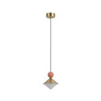LED-Hängelampe 25100, messing/rot Ø14 cm Metall/Glas/Keramik