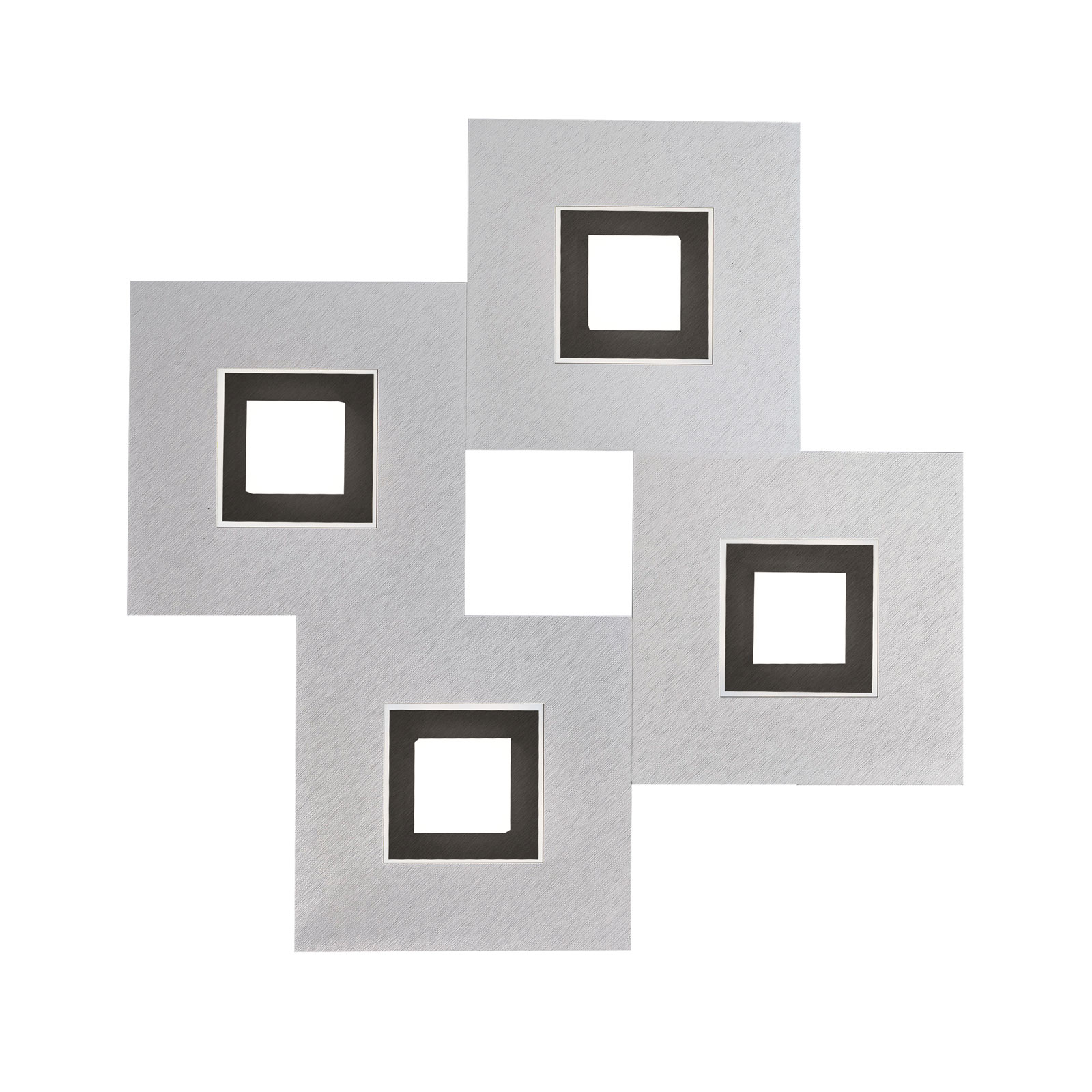 Grossmann GROSSMANN Karree 4-bulb 50x50 aluminium black, for Living / Dining Room, aluminium, acrylic, 6.1 W, energy efficiency: A+, W: 50 cm, H: 50 cm