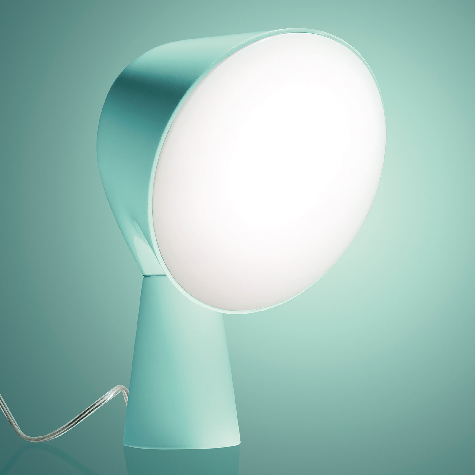 FOSCARINI Foscarini Binic designer table lamp, aquamarine, for Living / Dining Room, ABS, polycarbonate, metal, E14, 12 W, energy efficiency: A++, H: 20 cm