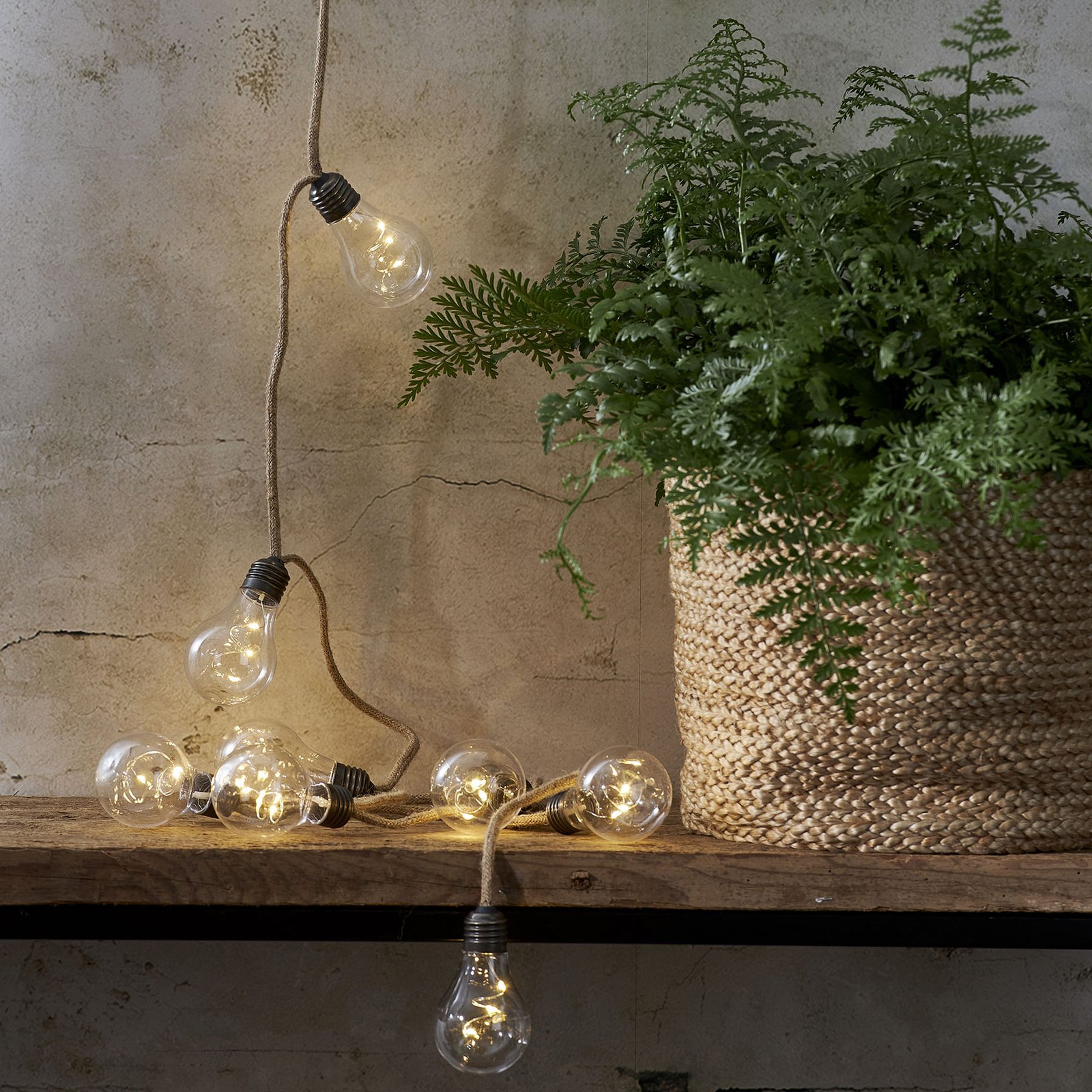 Jutta string lights jute, battery, 10 bulbs