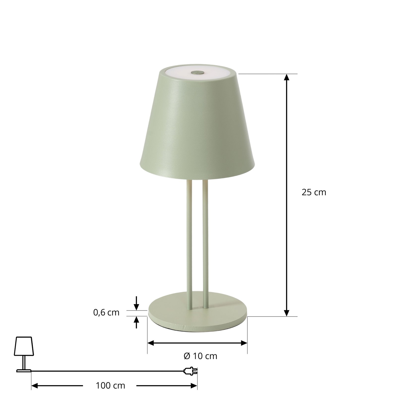 Candeeiro de mesa recarregável Lindby LED Janea TWIN, verde, metal