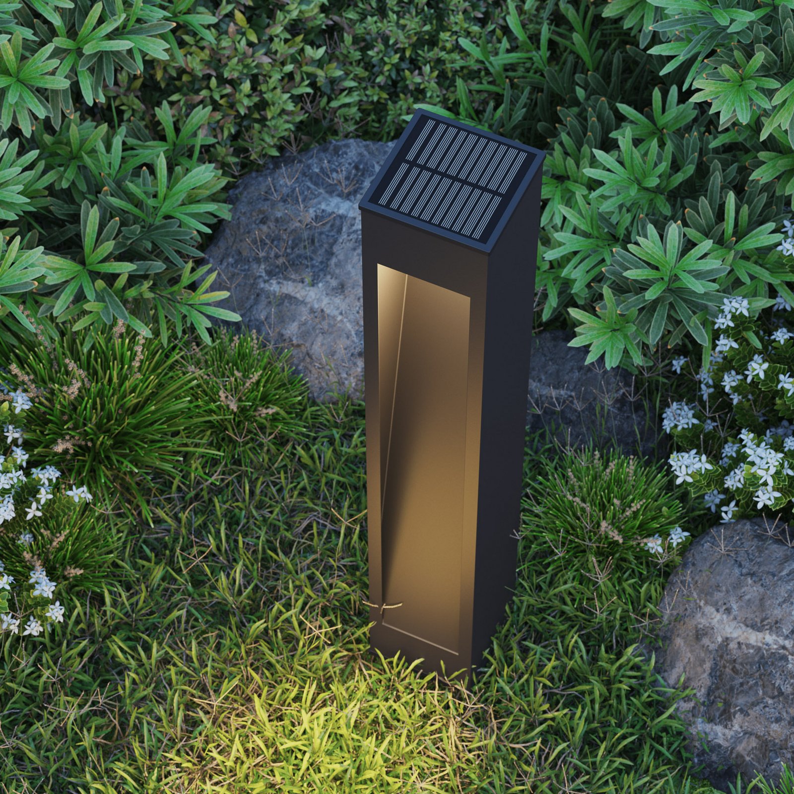 Calex Ivrea solar LED path light, black, aluminium, IP67