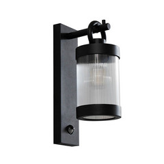 Yrene Fluted En el exterior Aplique de Pared w/Sensor Negro - Lindby