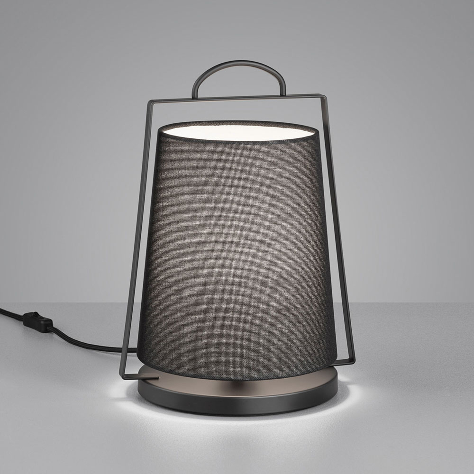 Helestra Uka table lamp, black fabric lampshade, for Living / Dining Room, fabric, metal, E27, 60 W, energy efficiency: A++, L: 28 cm, W: 24 cm, H: 39 cm