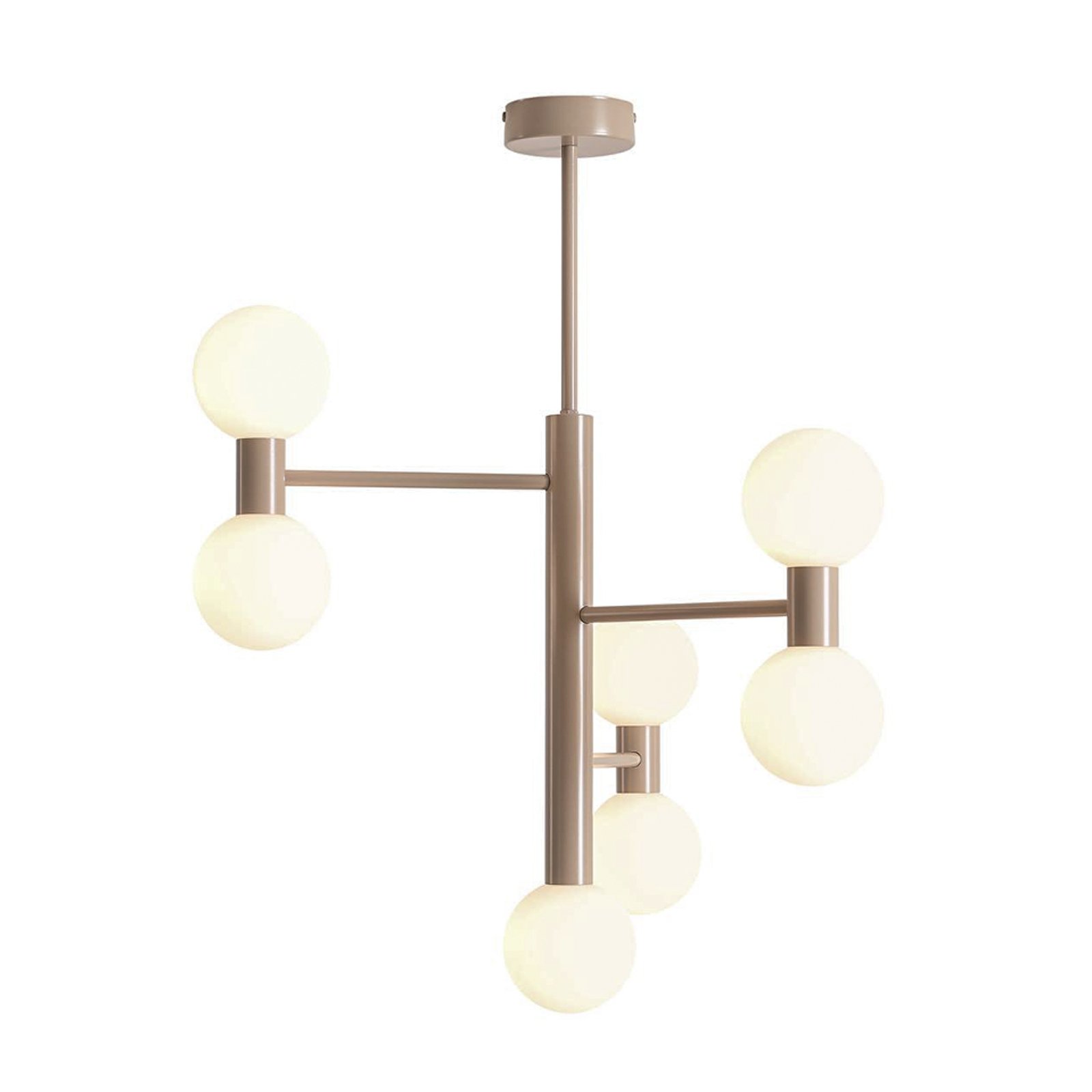 Plafonnier Flare 7, beige, à 7 lampes, verre, métal