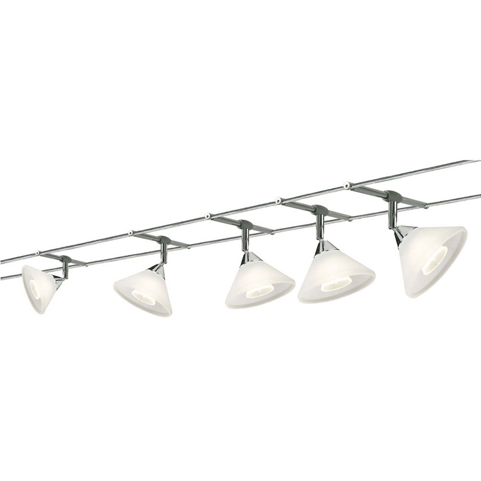 Paulmann Colmar cable lighting system 5-bulb GU4, for Hallway, metal, glass, GU4 / MR11, 10 W, energy efficiency: A++, L: 500 cm, W: 16 cm