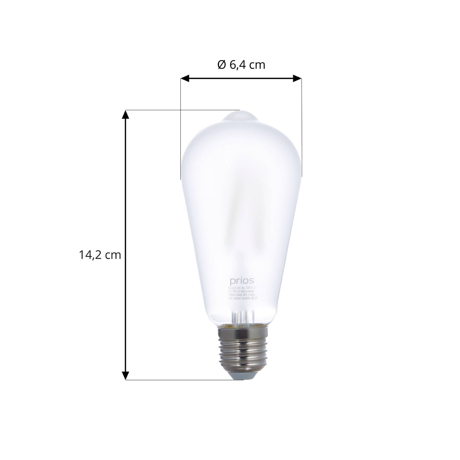 Prios żarówka LED E27 ST64 7W WLAN matowa