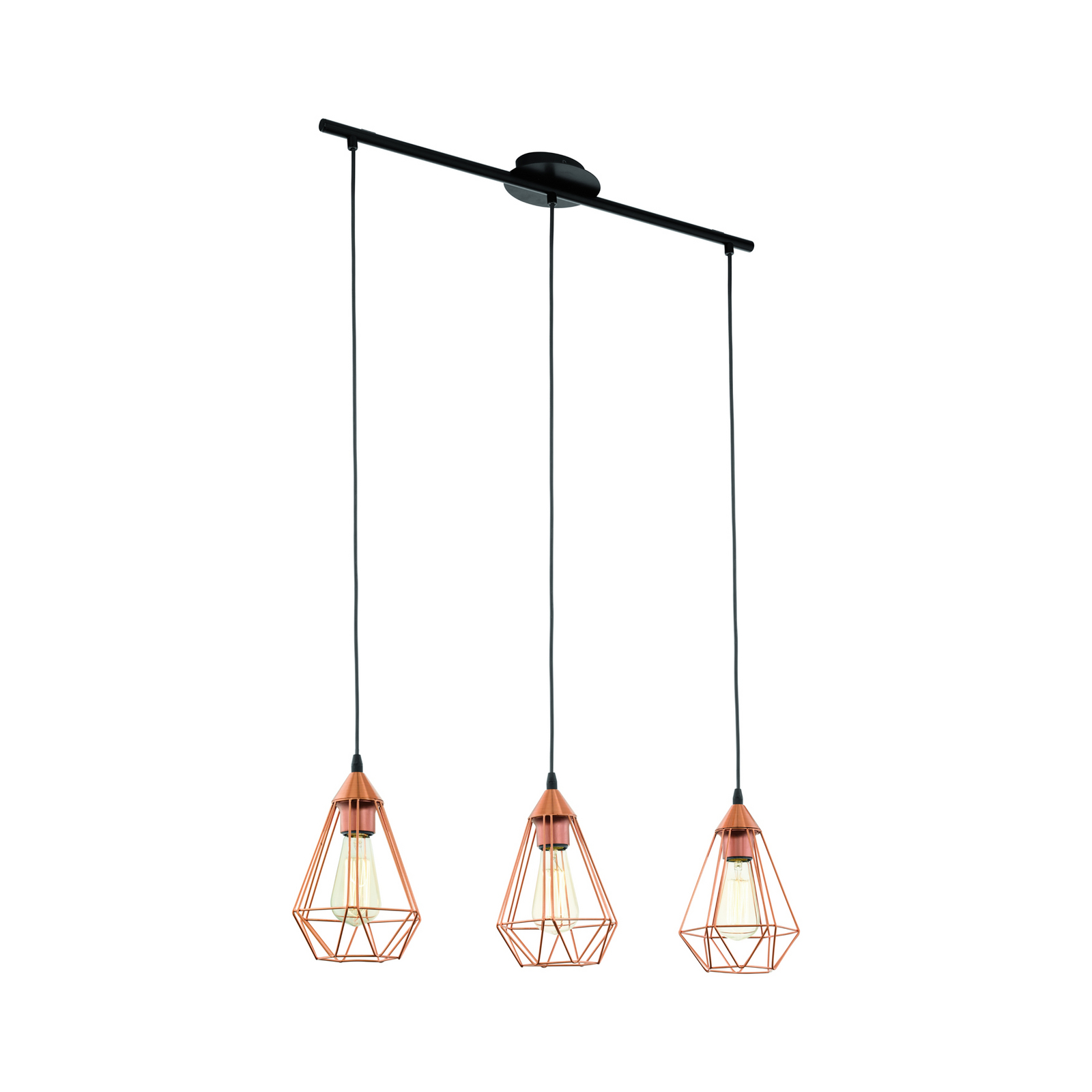 Tarbes kabantis šviestuvas, varinis, 3 žibintų, pailgas Tarbes kabantis šviestuvas, varinis, 3 žibintų, pailgas