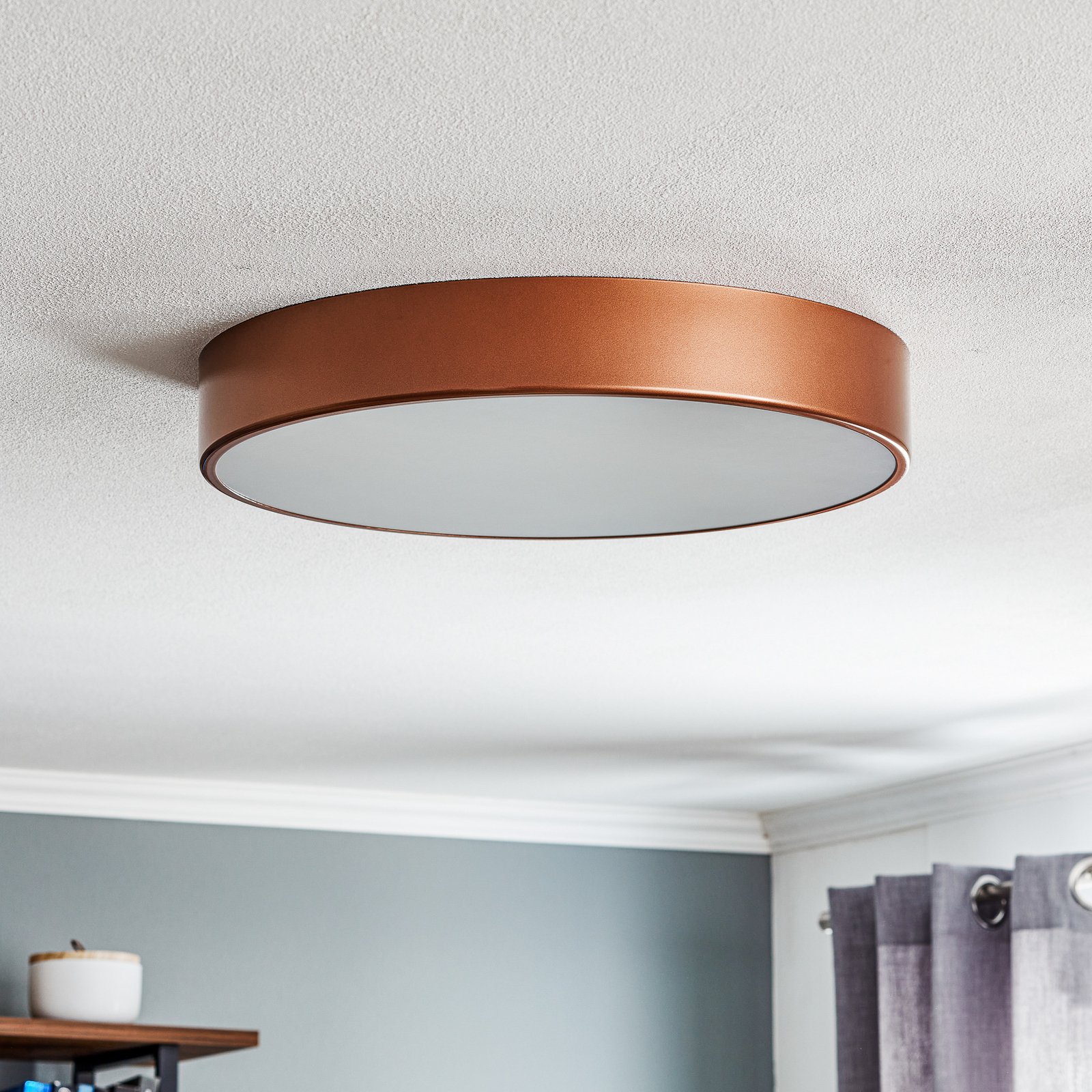 Cleo 500 ceiling light, sensor, Ø 50 cm copper